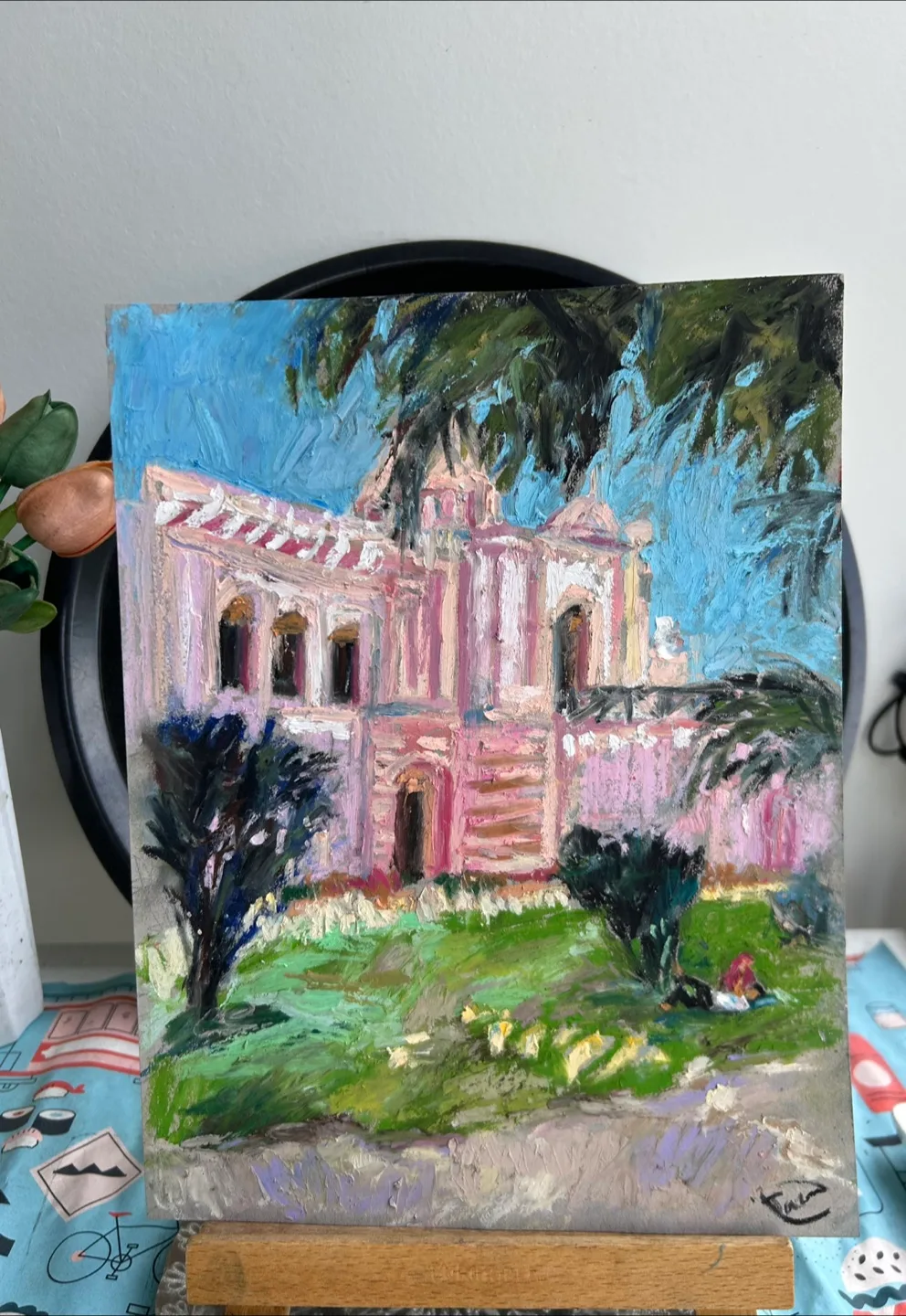 “The Pink Palace” Original Oil Pastel Painting image indicator(2)