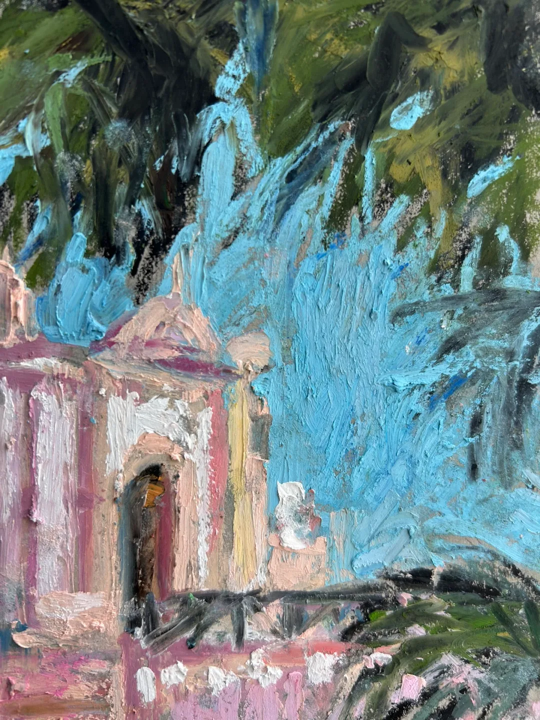 “The Pink Palace” Original Oil Pastel Painting image indicator(4)