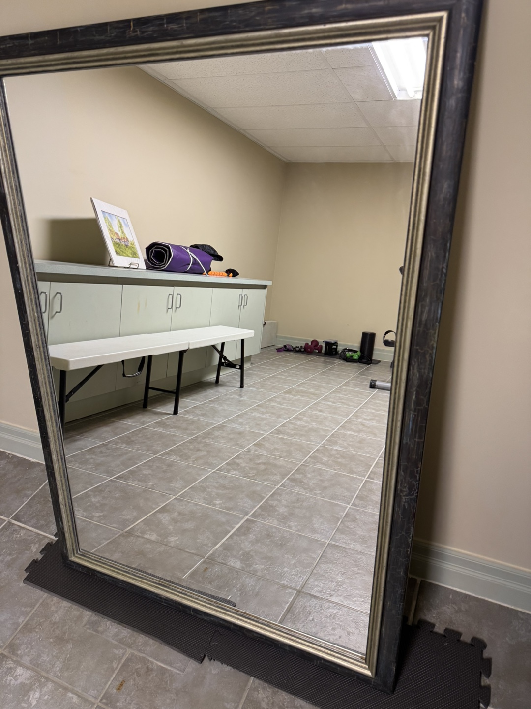 Full-Length Floor Mirror with Distressed Frame