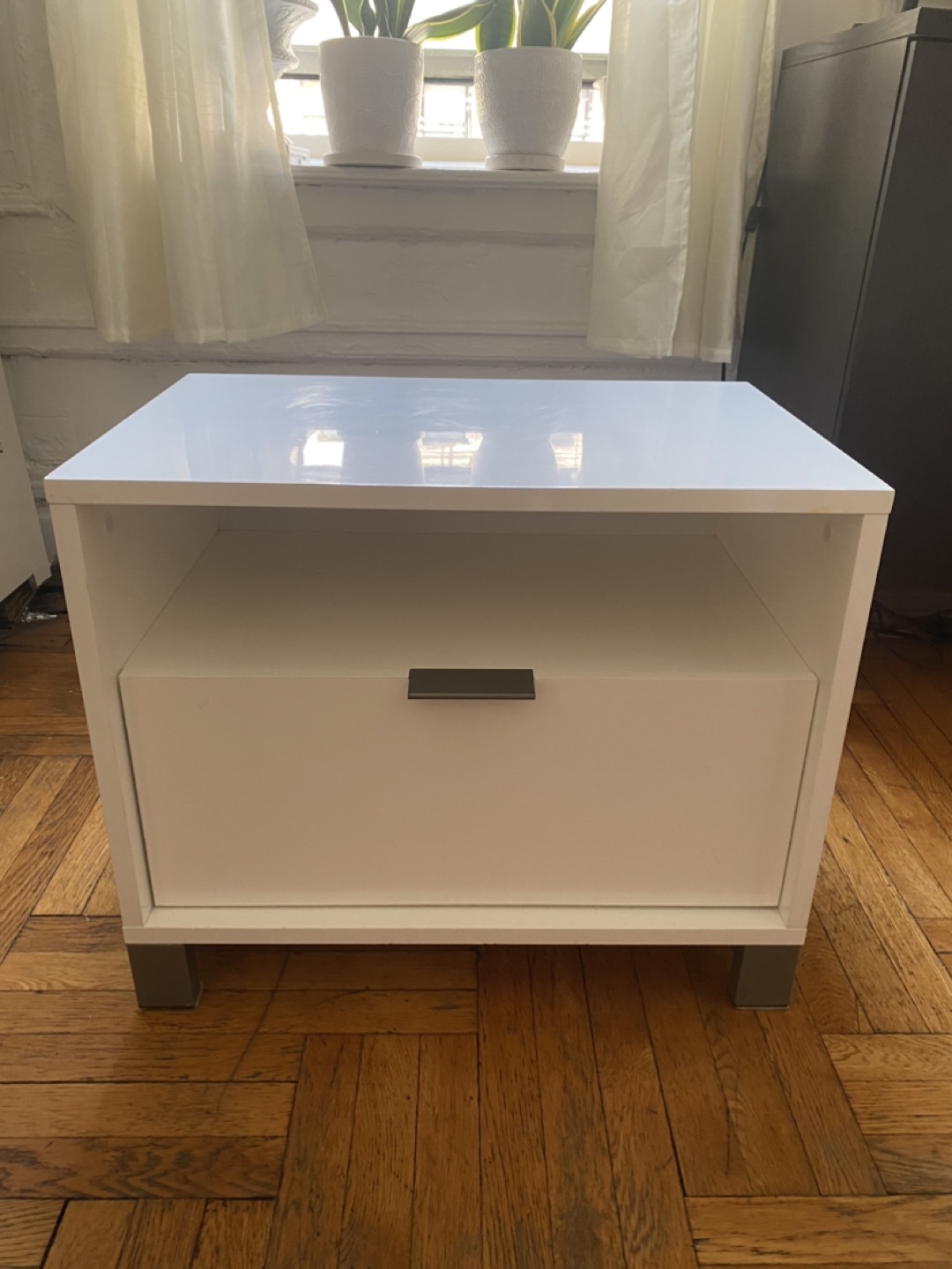 CB2 White Nightstand with Drawer
