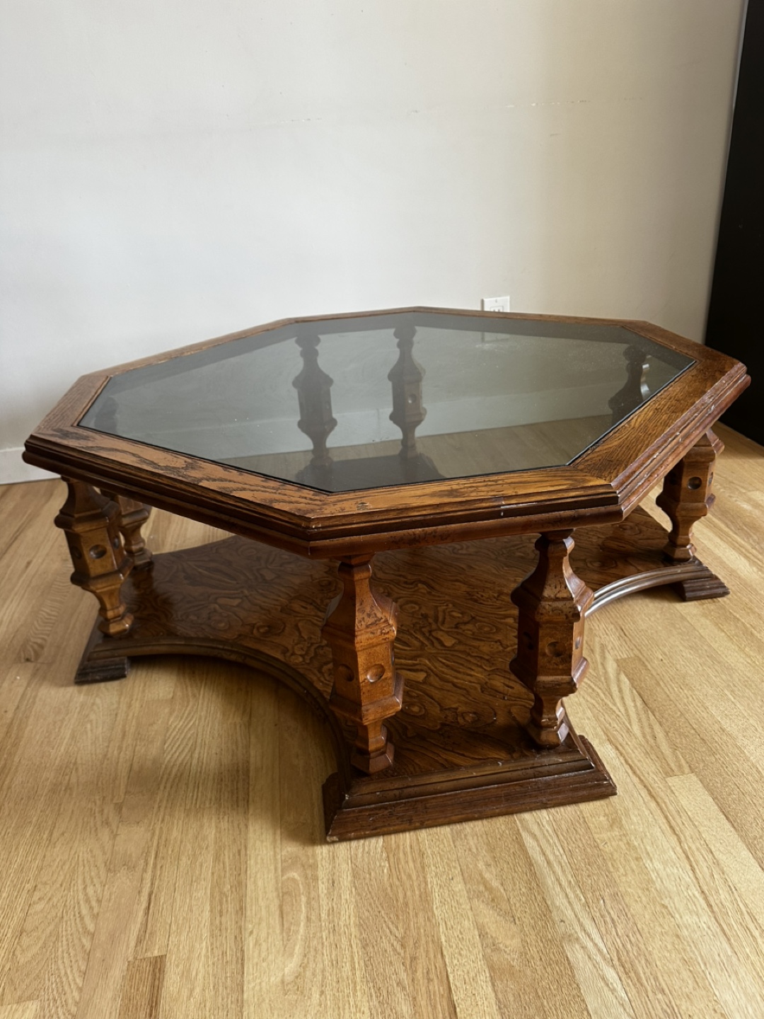 Octagonal Coffee Table with Glass Top