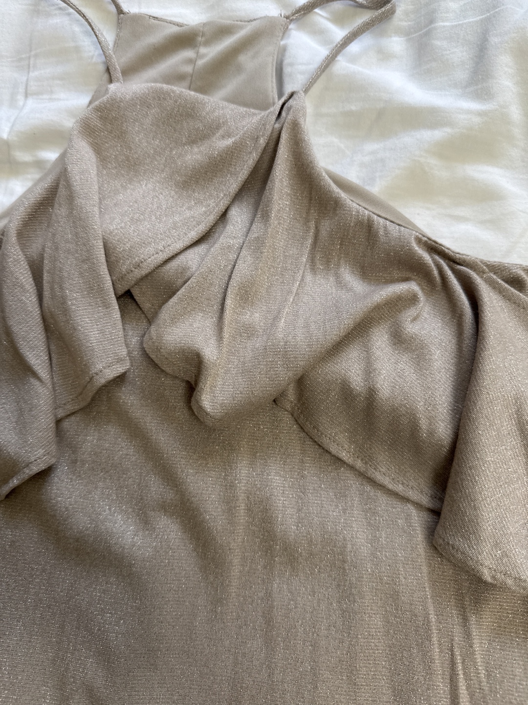 Champagne-coloured Halter Neck Mini Dress - photo 3