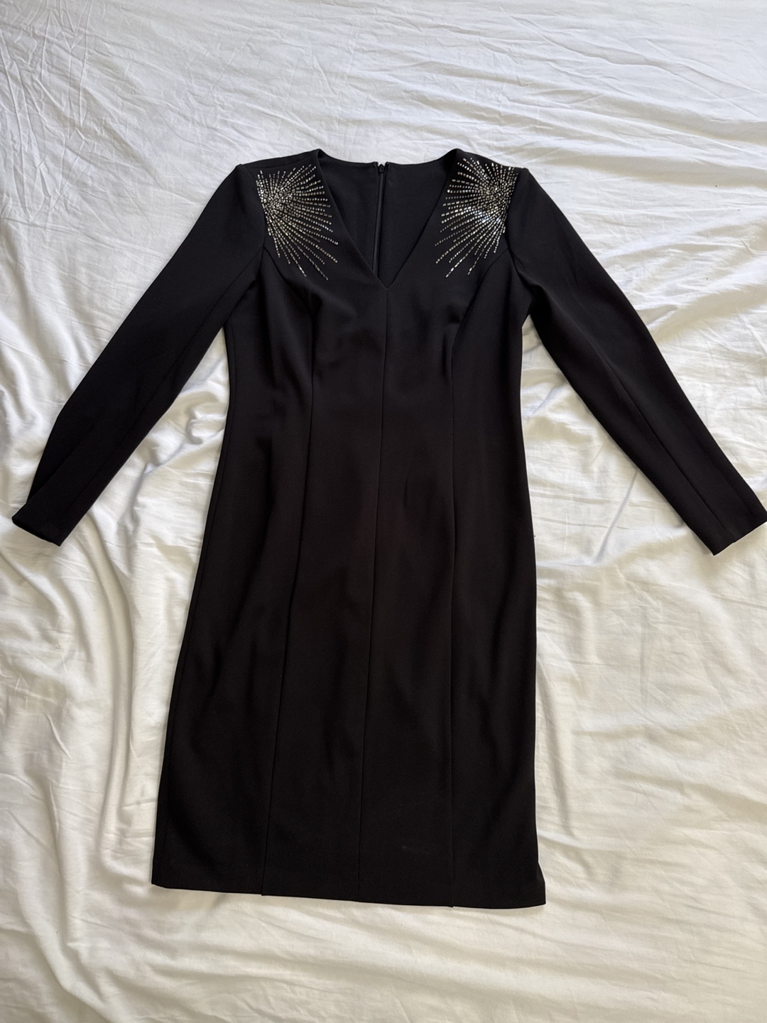 Black embellished long sleeve dress
