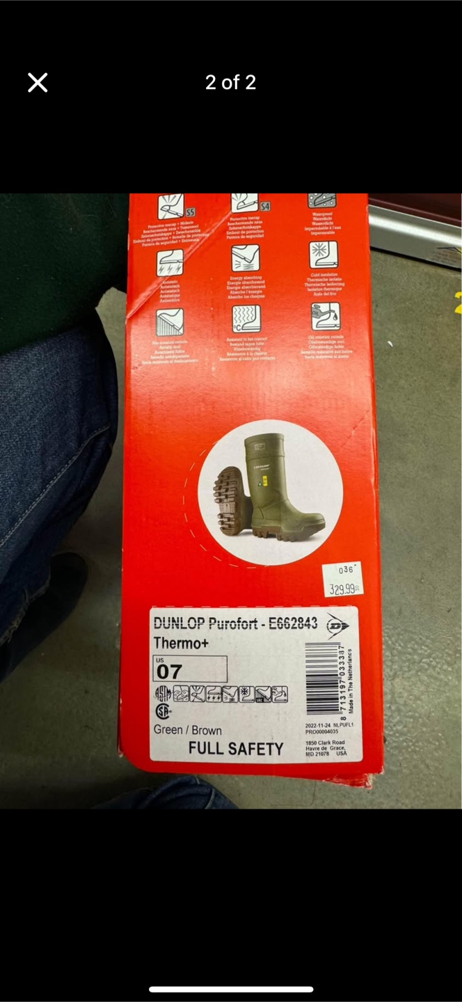 Dunlop Purofort Thermo+ E662843 Size 7 Green/Brown Work Boots - photo 2