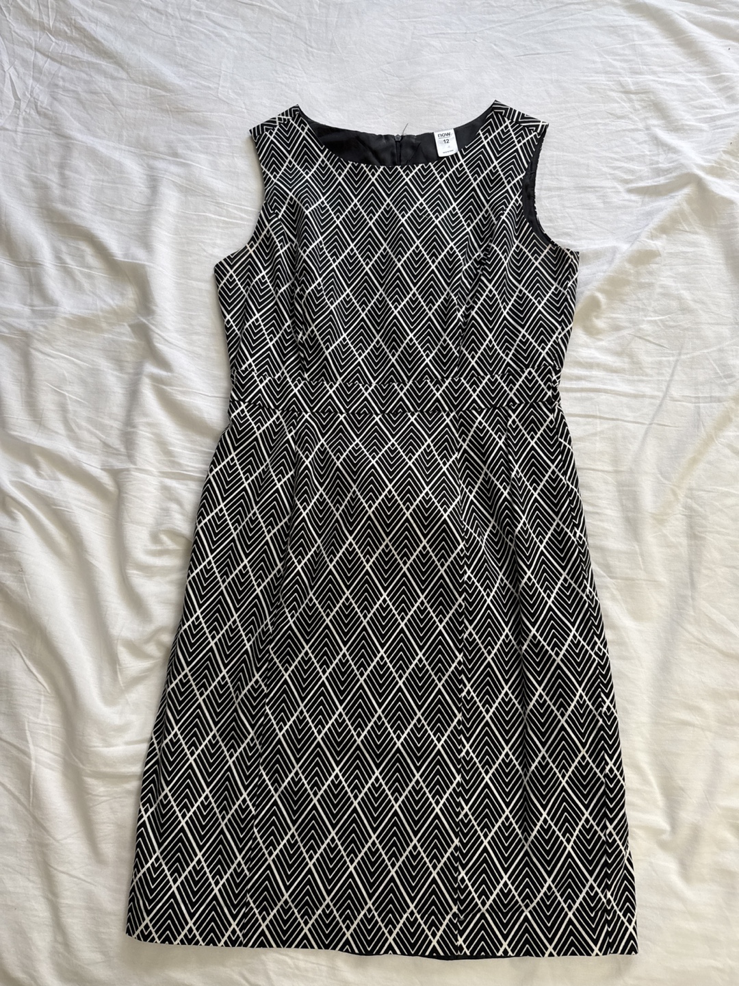 Black and White Geometric Sleeveless Dress - Size 12