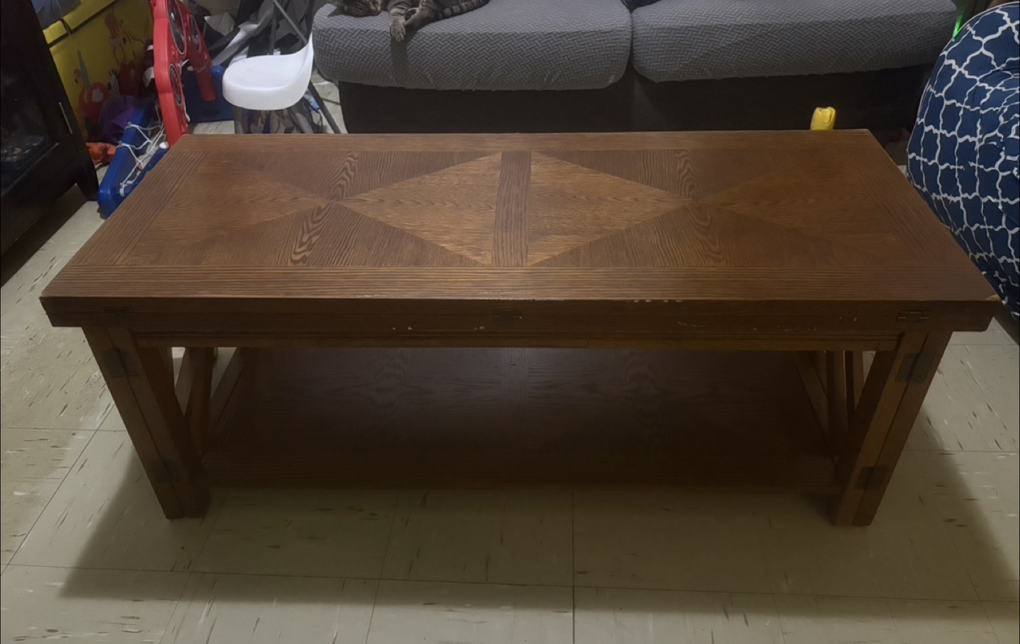 Brown Wooden Lift-Top Coffee Table