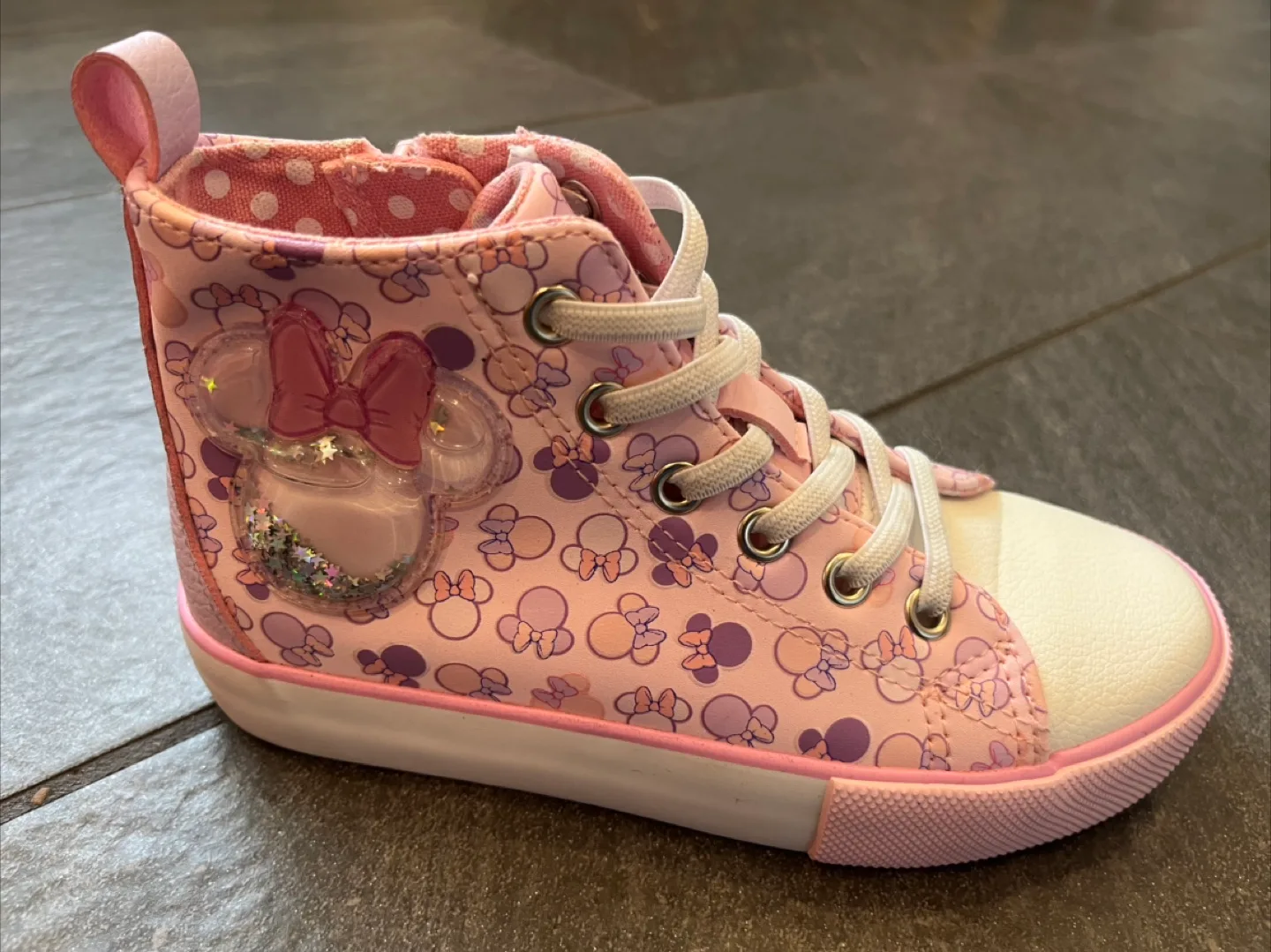 Minnie Mouse Girls' High-Top Sneakers Size 1 Kids image indicator(2)