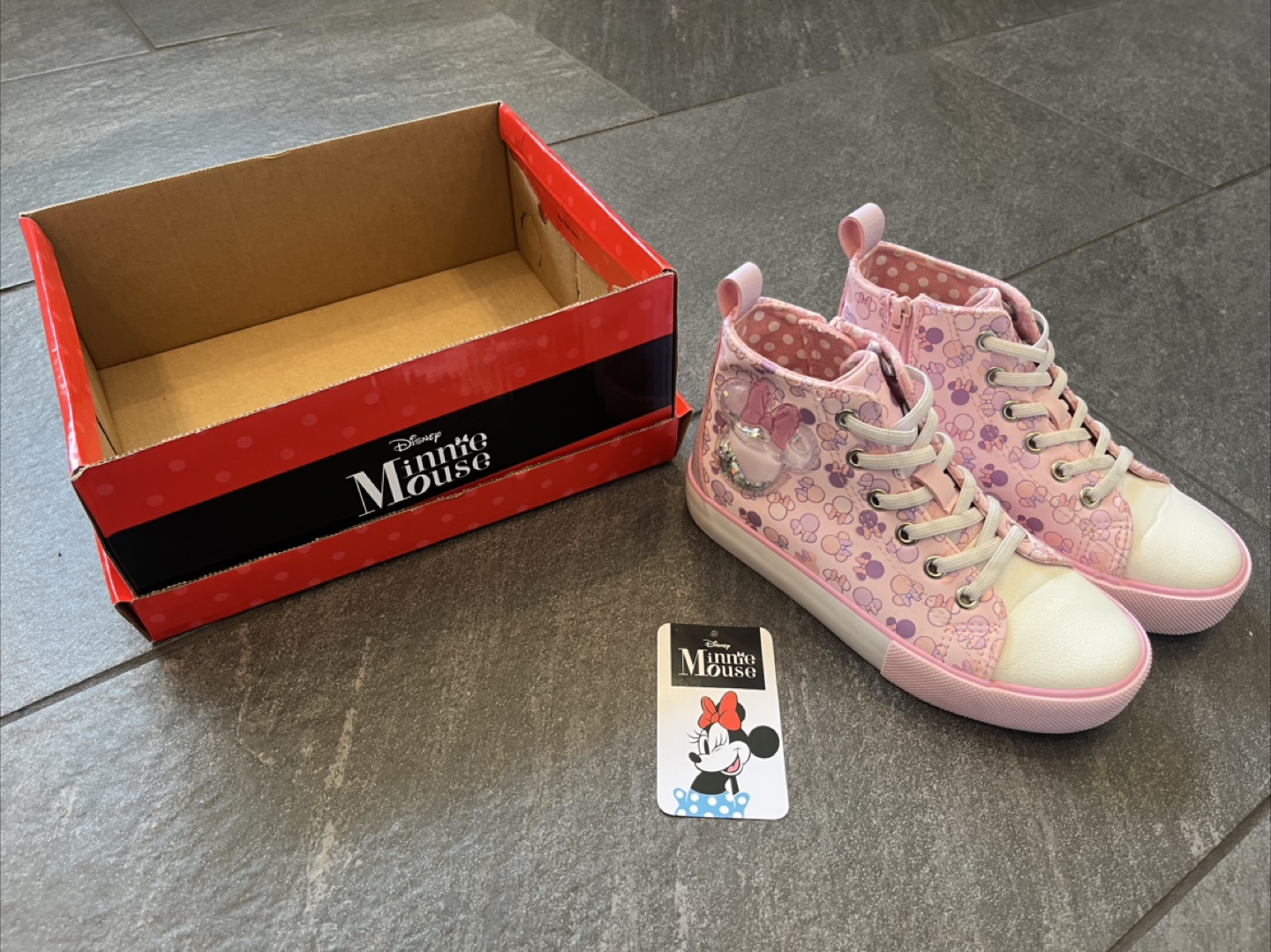 Minnie Mouse Girls' High-Top Sneakers Size 1 Kids