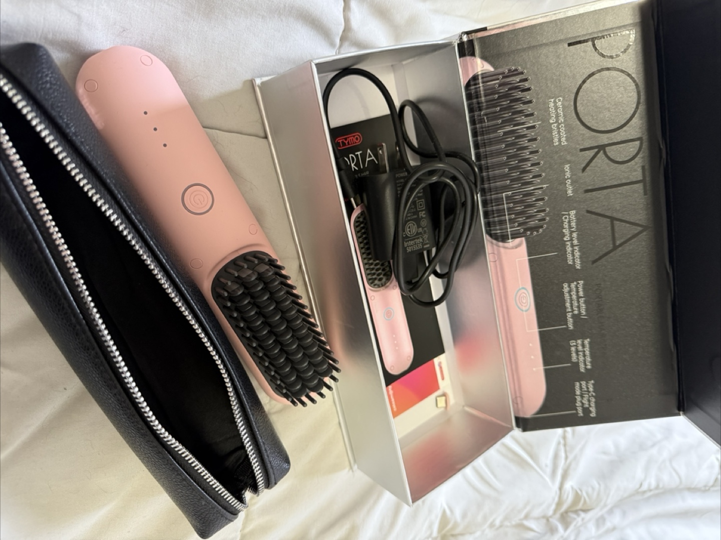 Porta Cordless Hair Straightening Brush - Pink - photo 5