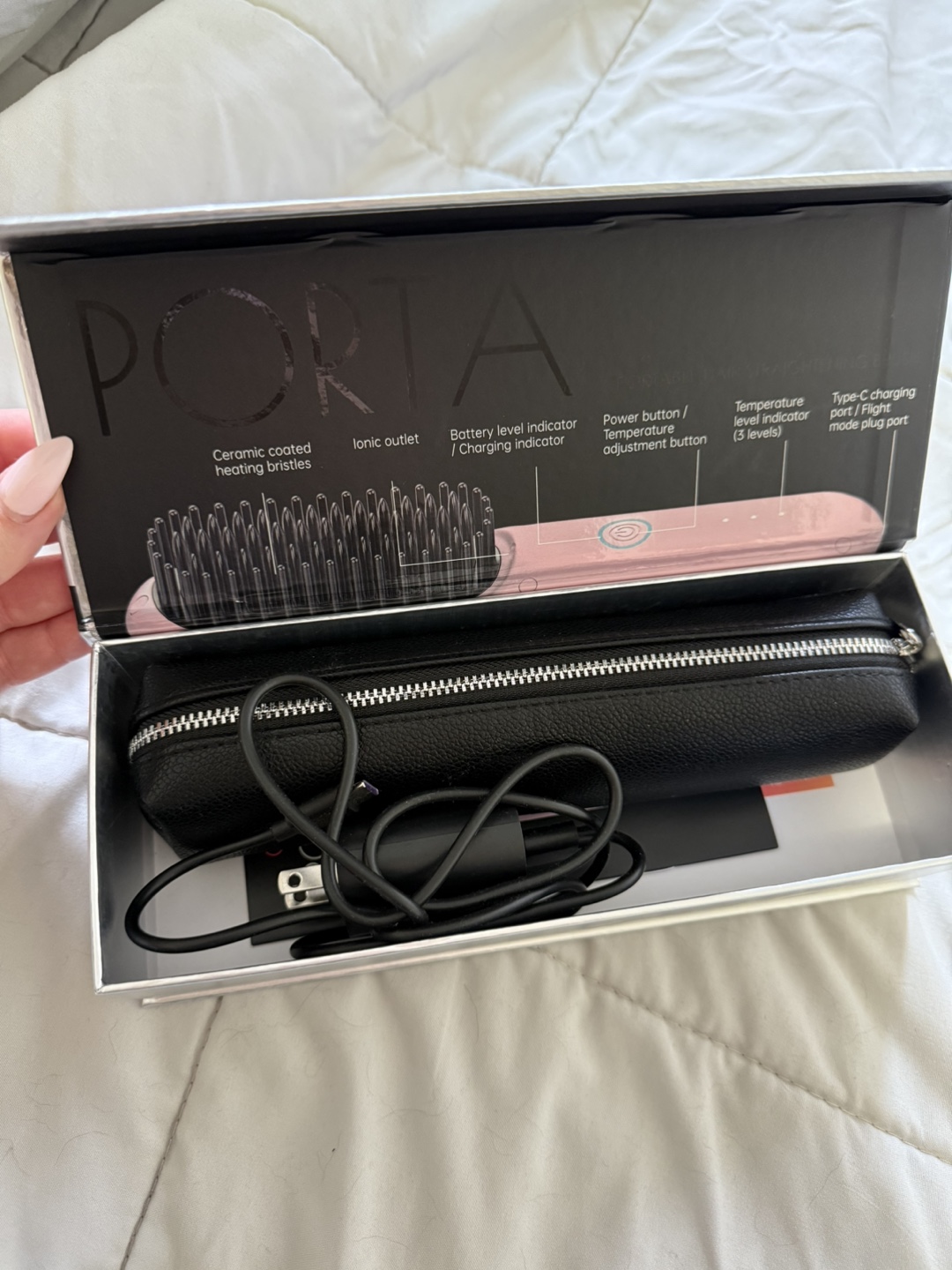 Porta Cordless Hair Straightening Brush - Pink - photo 2