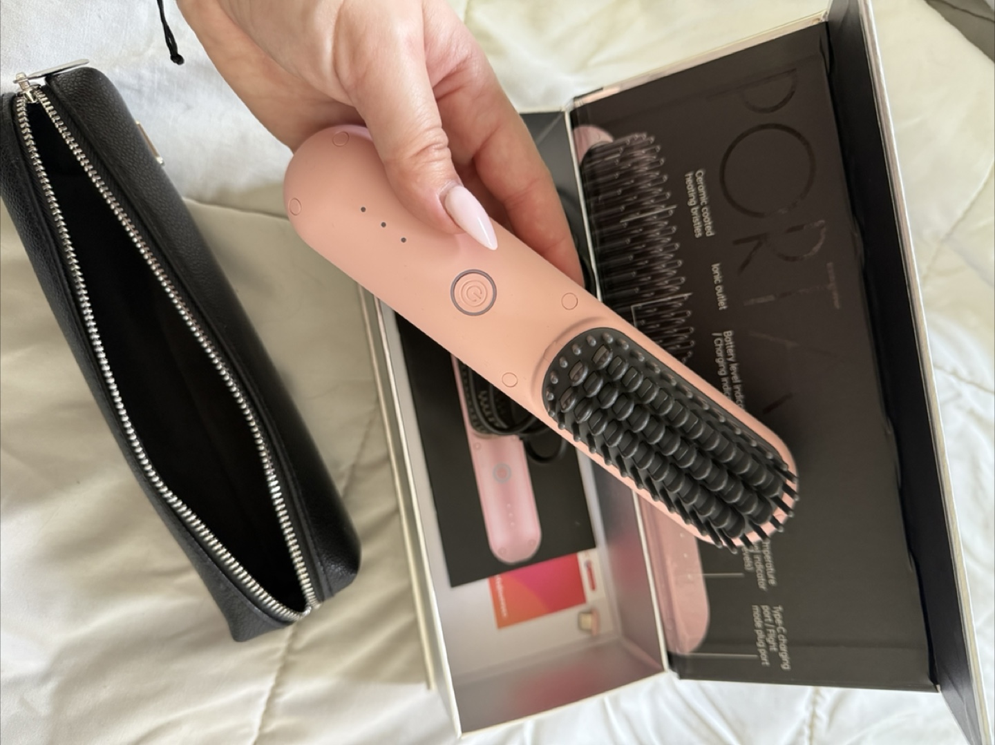 Porta Cordless Hair Straightening Brush - Pink - photo 3