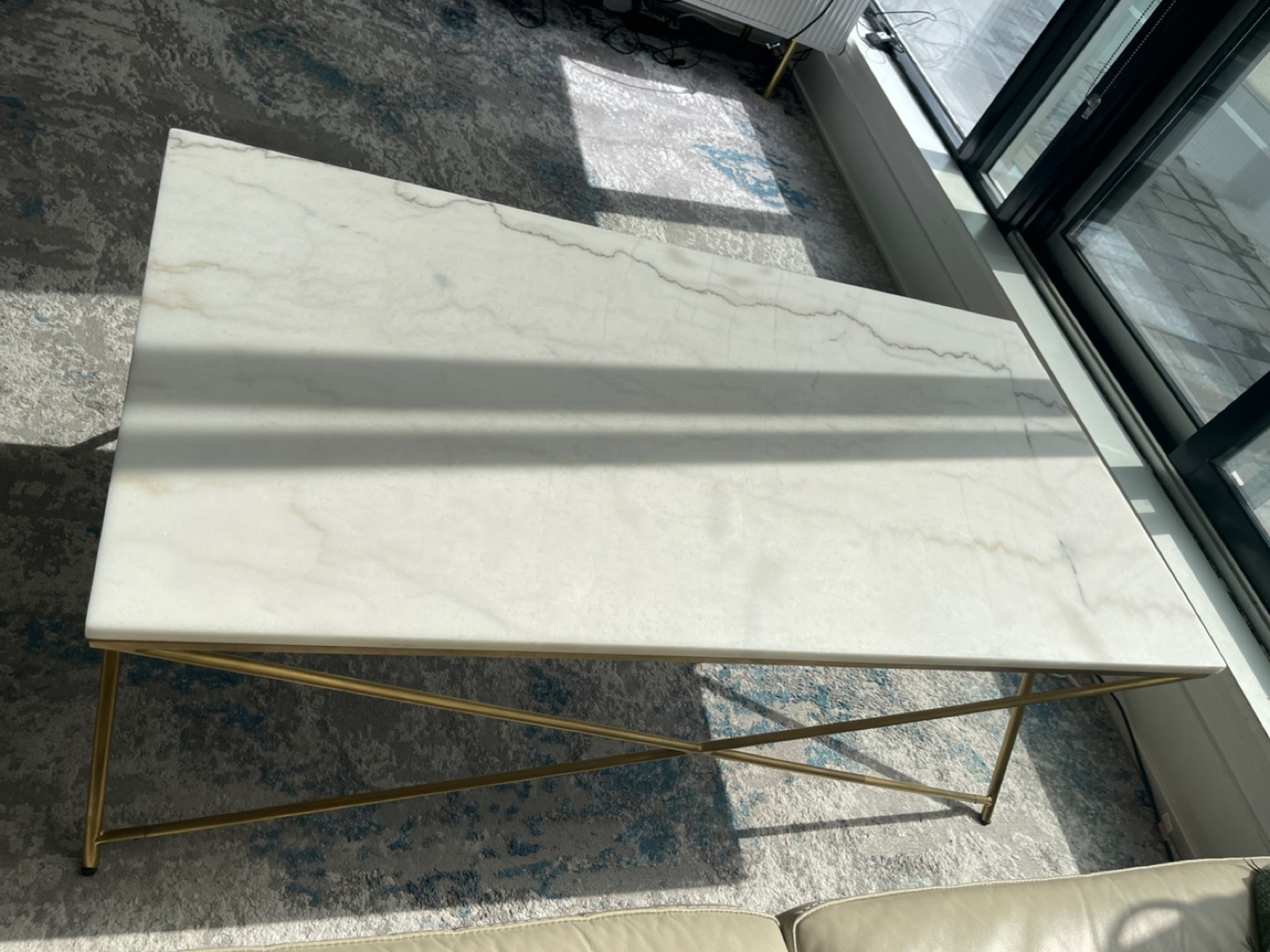 Modern Marble Coffee Table with Gold Legs