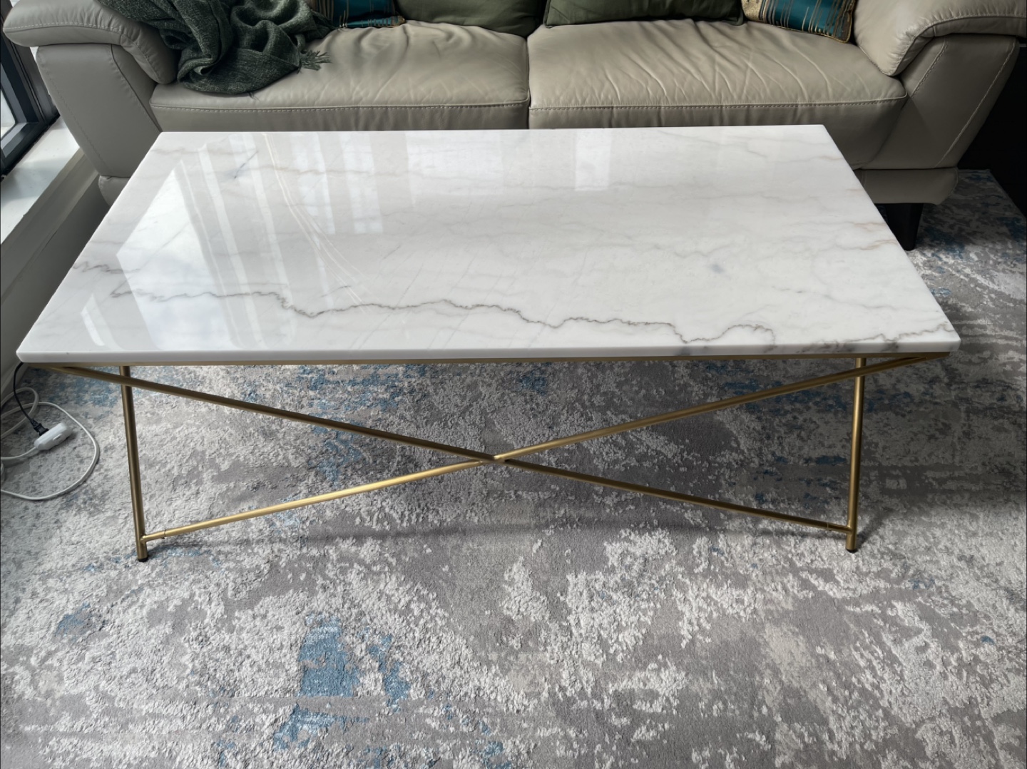 Modern Marble Coffee Table with Gold Legs - photo 4
