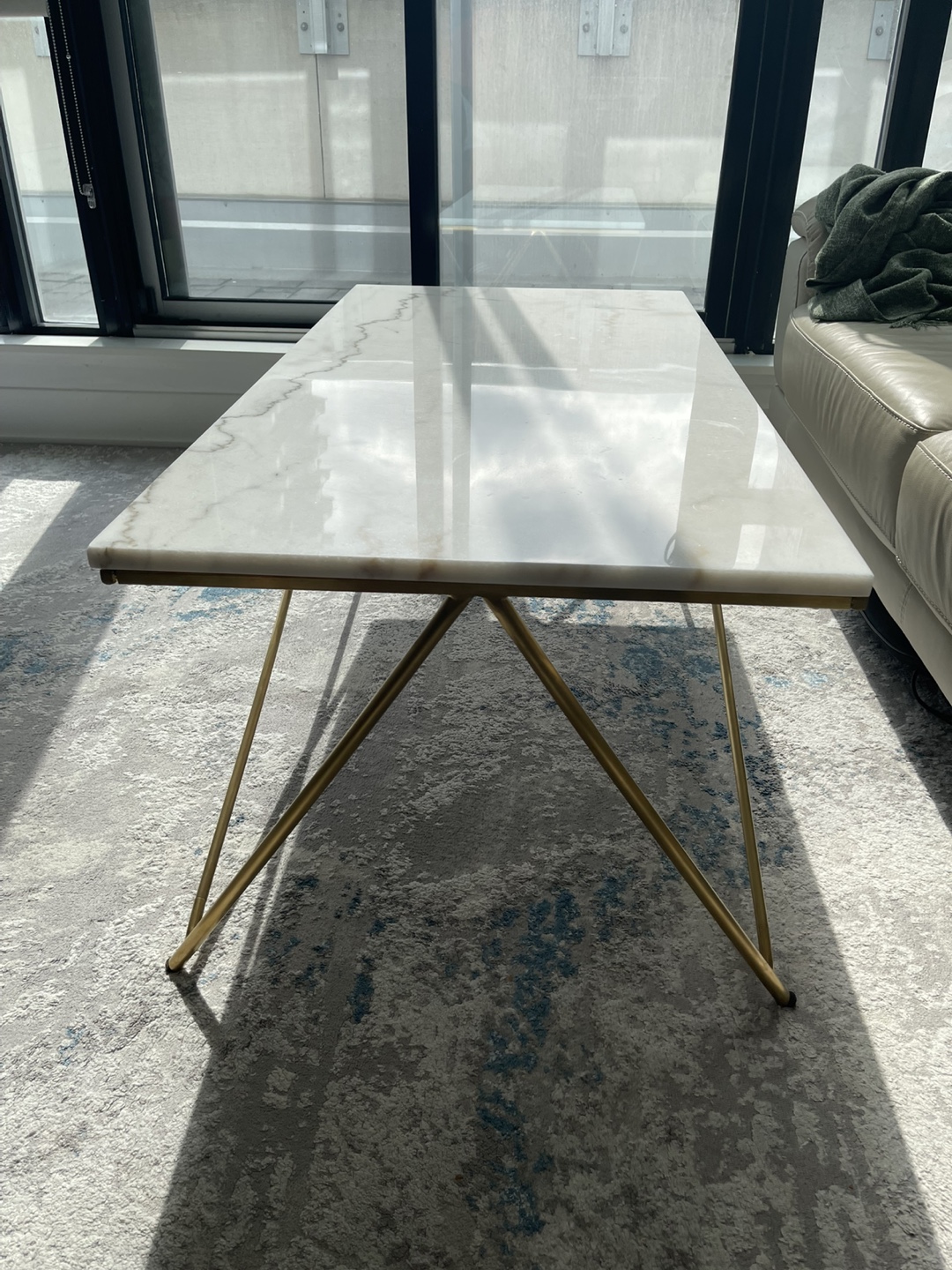 Modern Marble Coffee Table with Gold Legs - photo 2