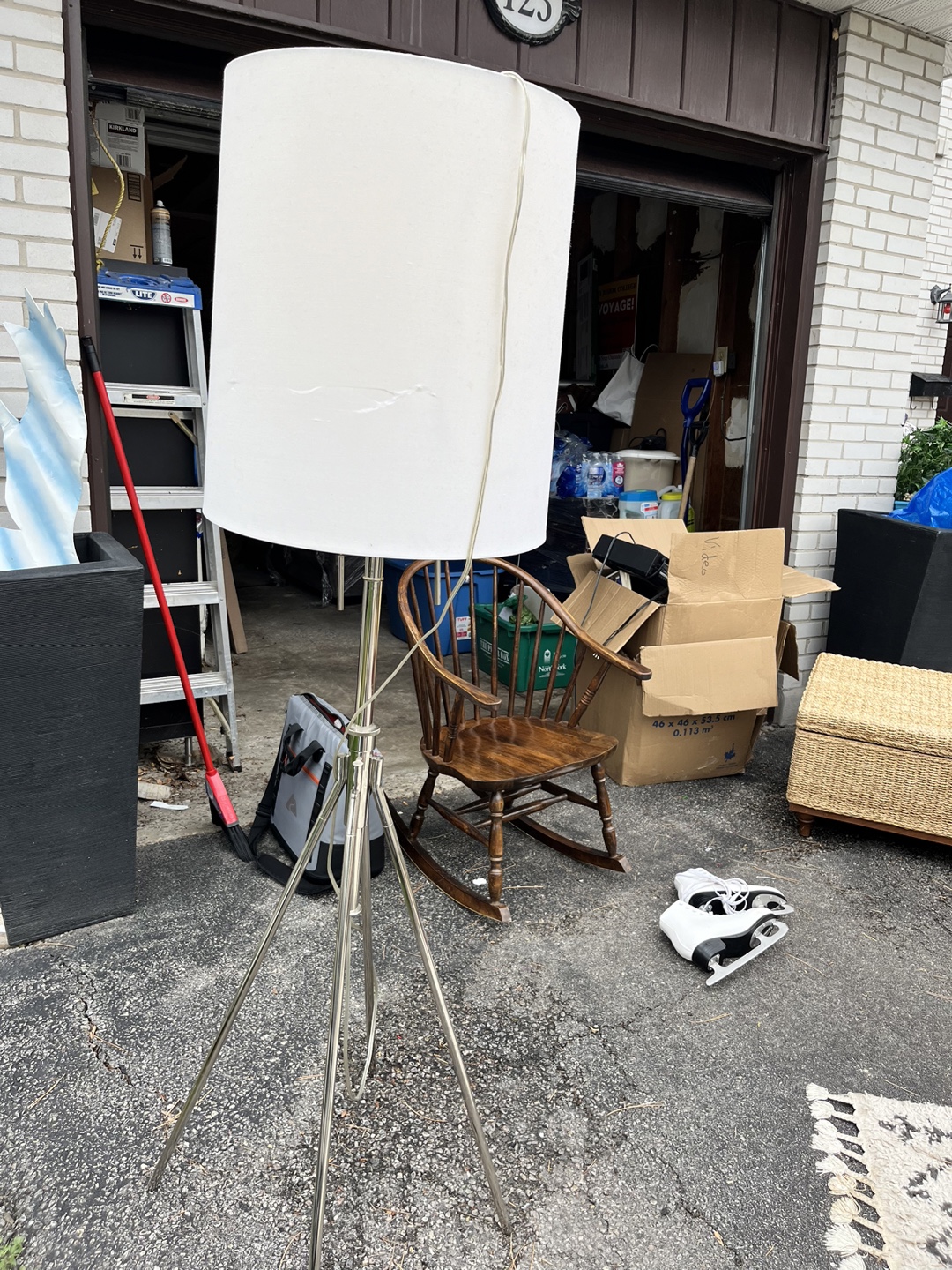 Tripod Floor Lamp with White Shade