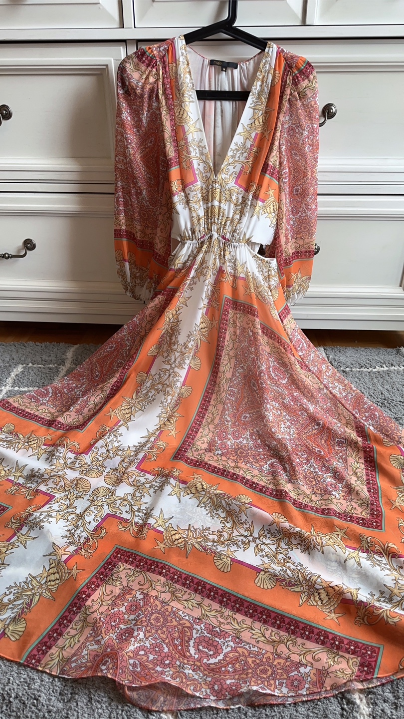 MAJE Long Dress With Scarf Print - photo 2