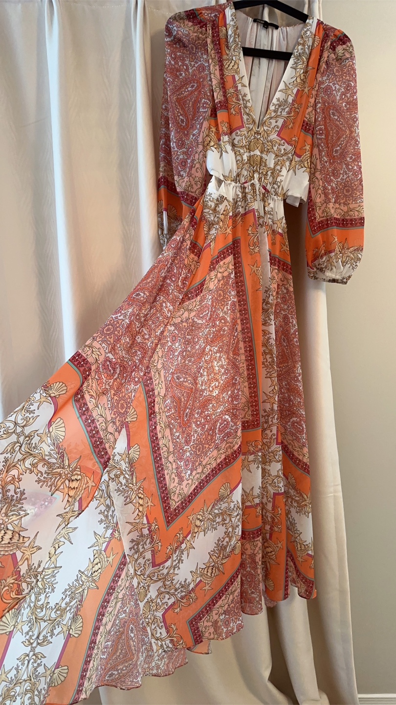 MAJE Long Dress With Scarf Print - photo 4
