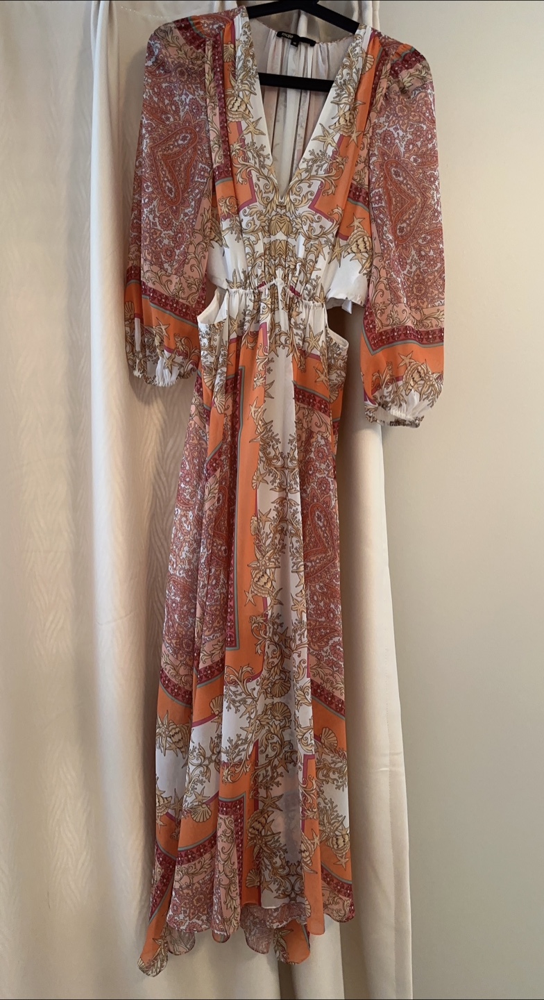 MAJE Long Dress With Scarf Print - photo 3