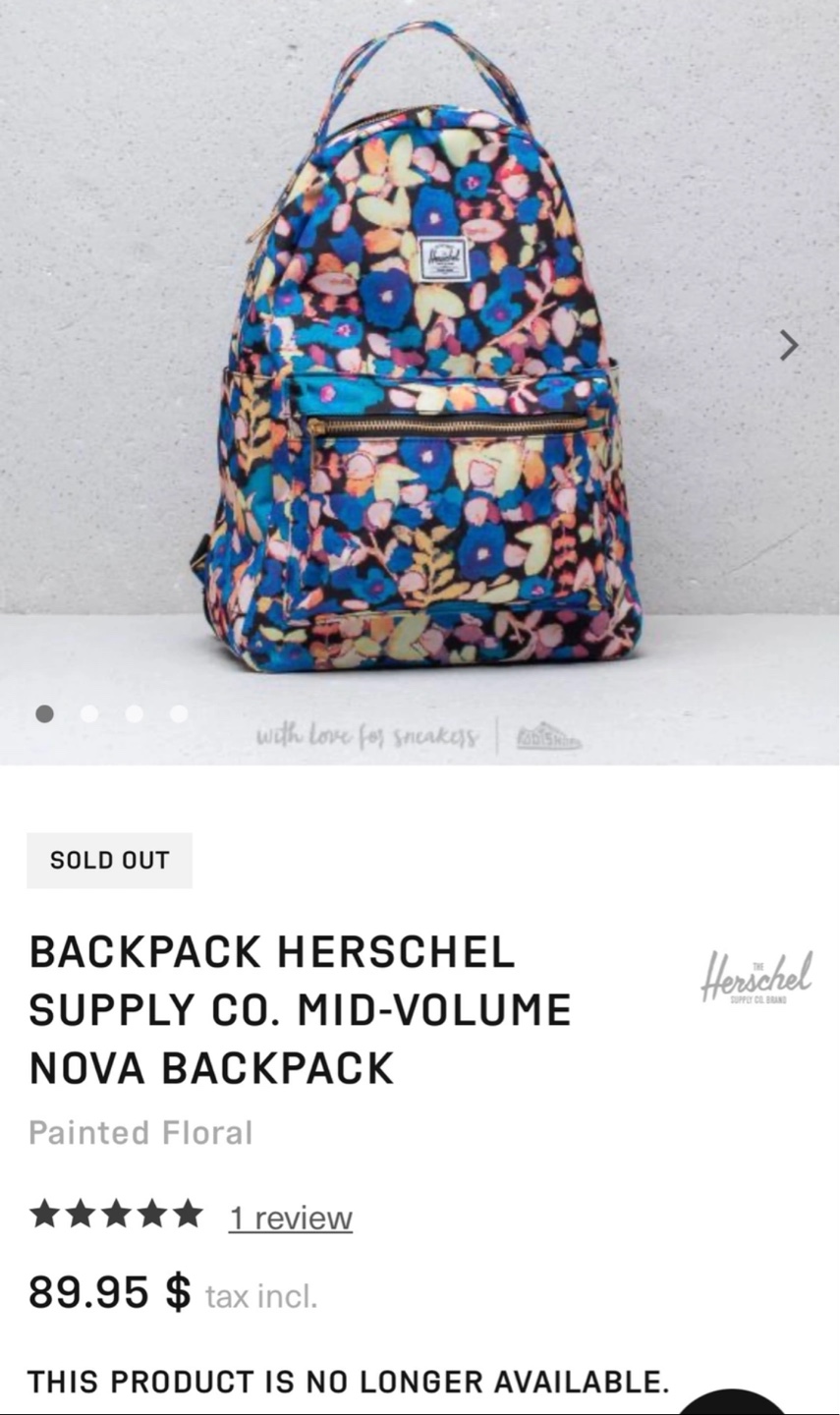 Tag on! Herschel floral mid-volume Nova Backpack