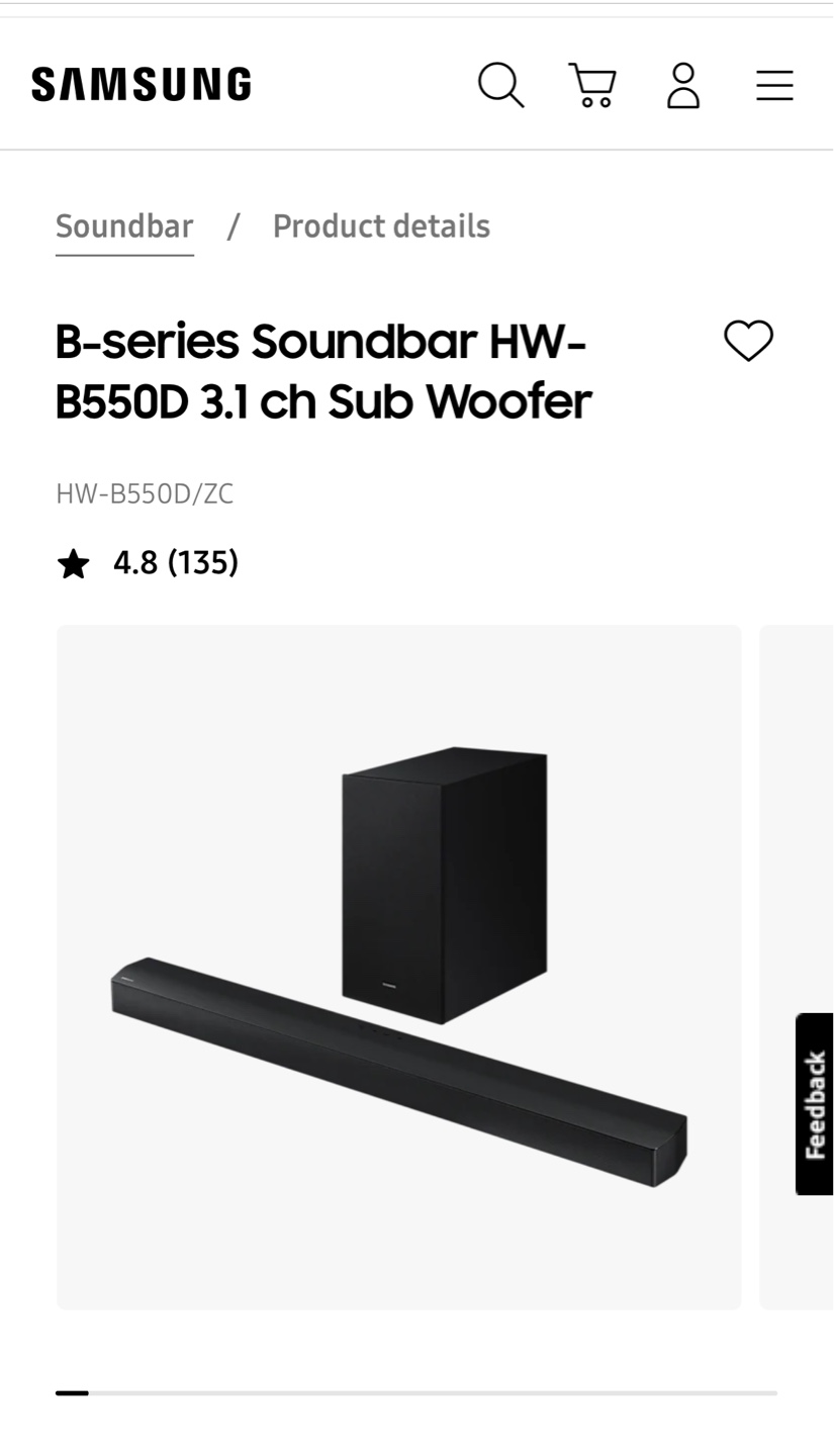 Samsung HW-B550D 3.1 ch Soundbar with Subwoofer