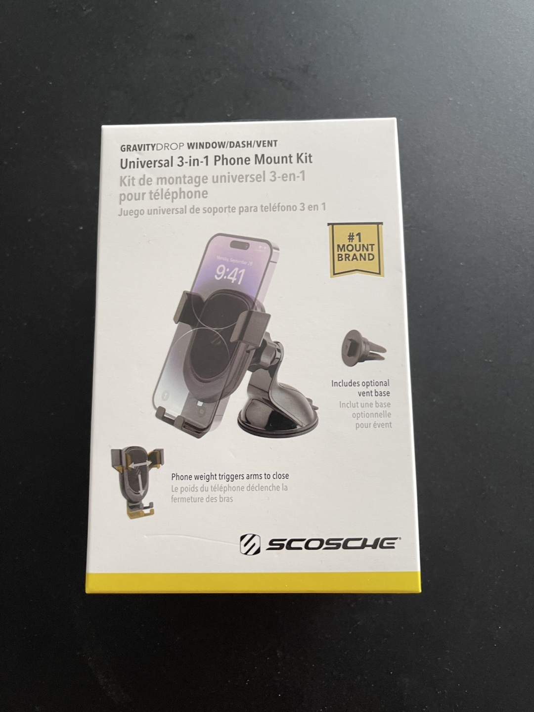 SCOSCHE GravityDROP Universal 3-in-1 Phone Mount Kit
