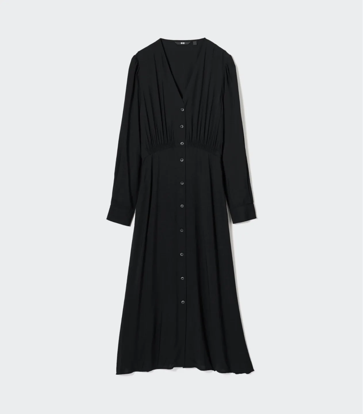 Uniqlo Women's Black Button-Down Midi Dress, Size Small image indicator(2)
