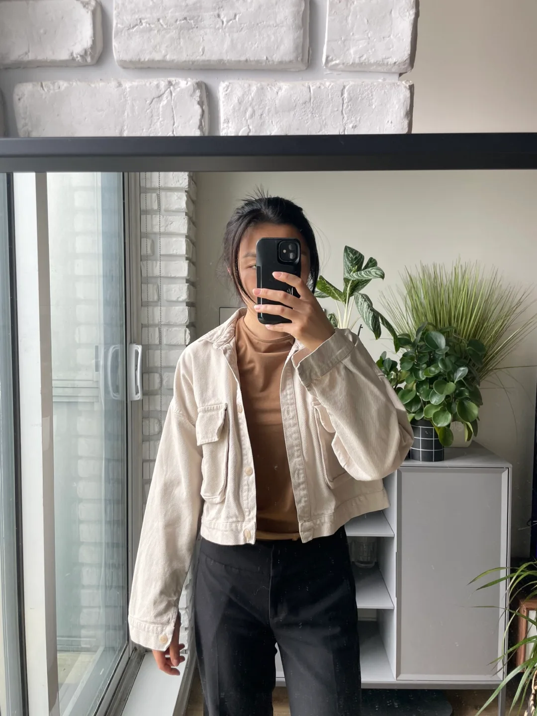 Mango Cream-coloured cropped corduroy jacket thumbnail