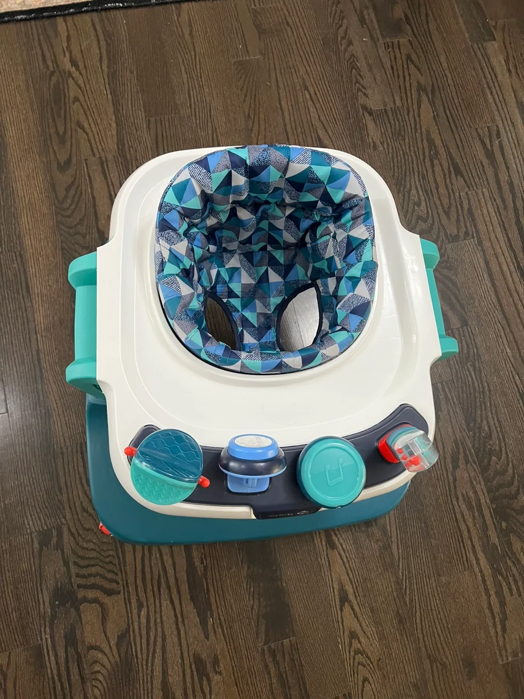 Baby Walker Teal and White Geometric Design thumbnail