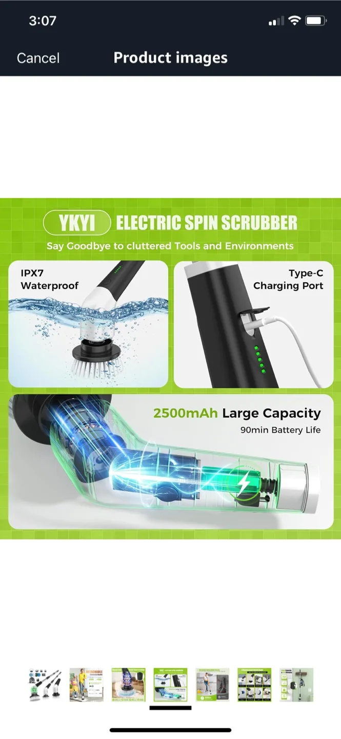 Brand New in Box  Power Scrubber with 8 Replacement Brush Heads image indicator(6)