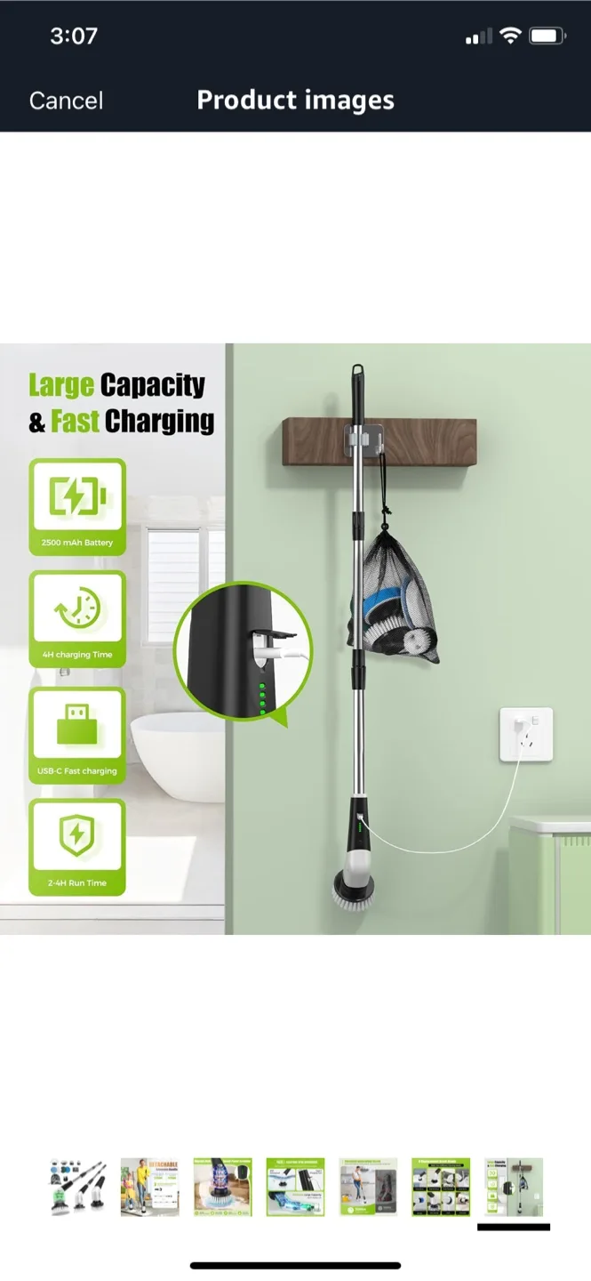 Brand New in Box  Power Scrubber with 8 Replacement Brush Heads image indicator(7)