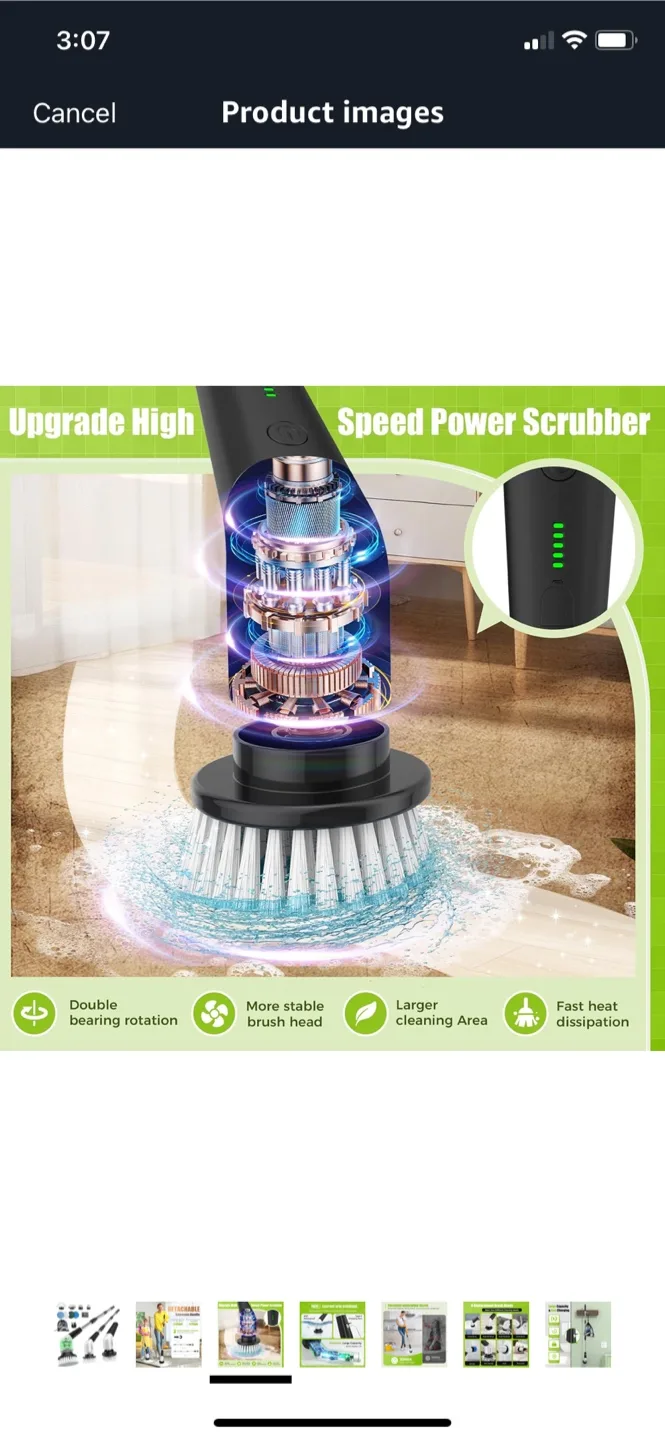 Brand New in Box  Power Scrubber with 8 Replacement Brush Heads image indicator(3)