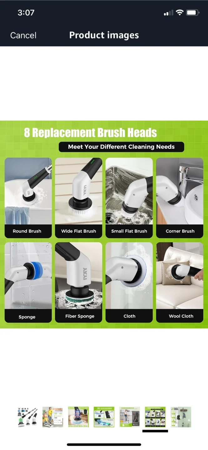 Brand New in Box  Power Scrubber with 8 Replacement Brush Heads image indicator(4)