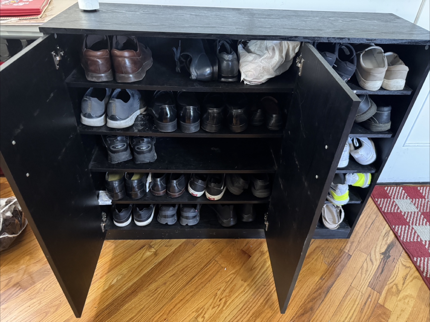 Black Shoe Cabinet with Multiple Shelves - photo 2
