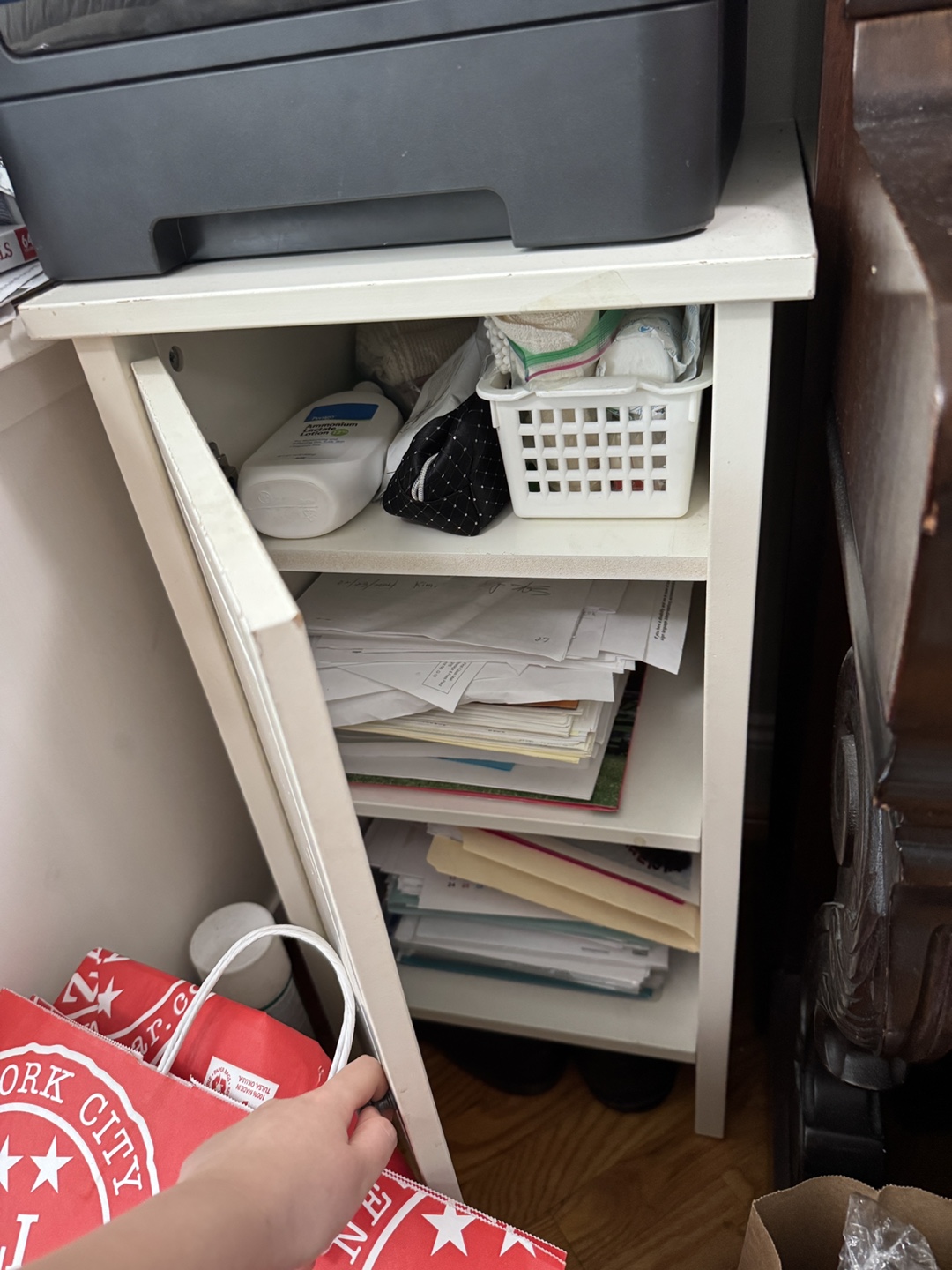 White Wooden Cabinet with Door - photo 2
