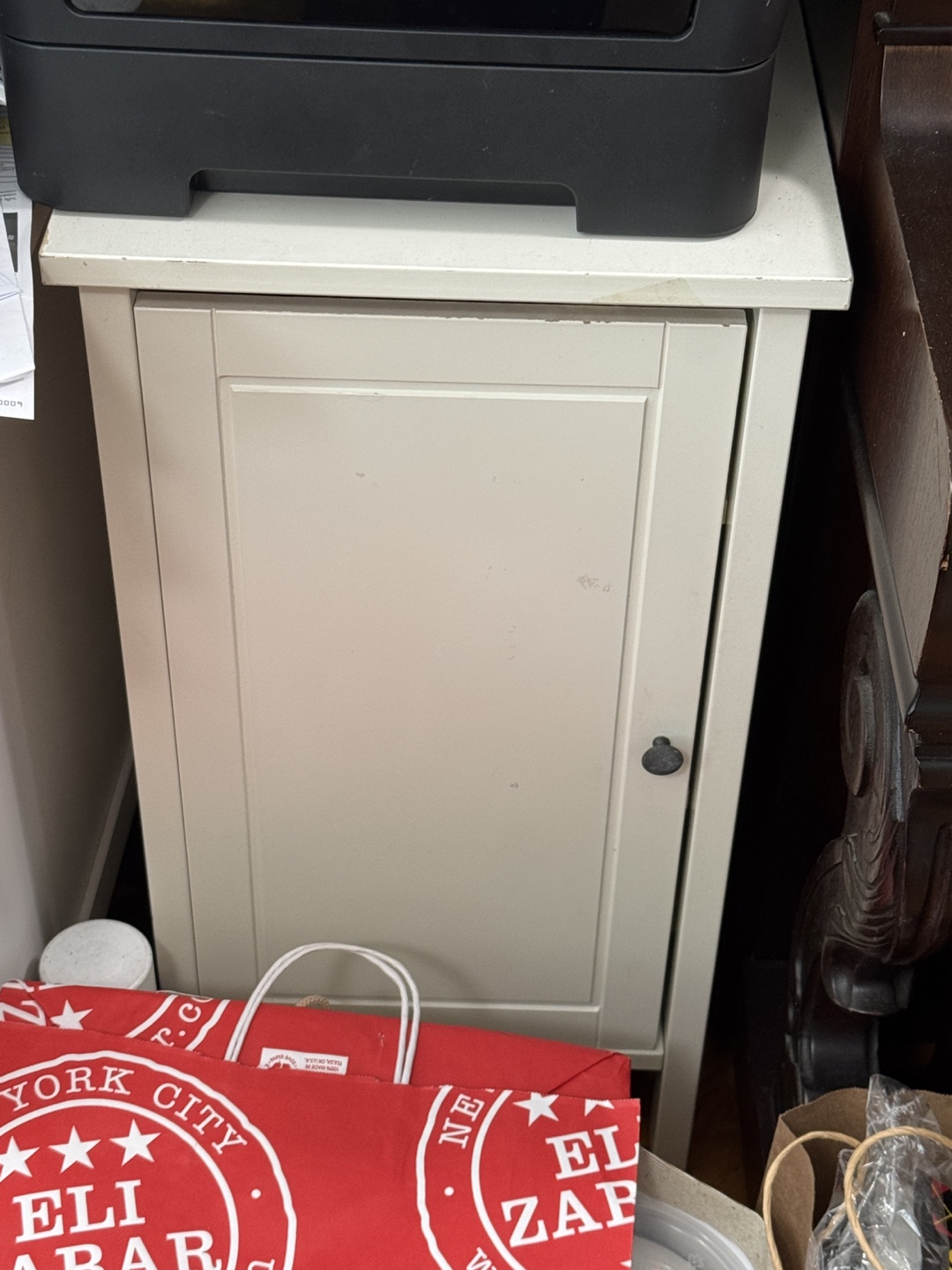 White Wooden Cabinet with Door