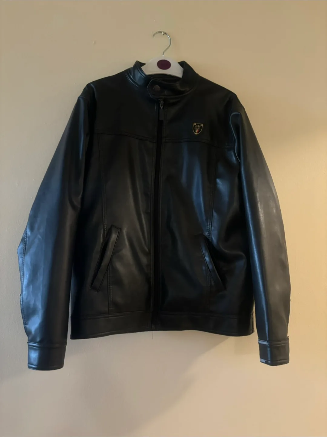 Emporio Athletic Sportswear Black Leather Jacket - Size Large thumbnail