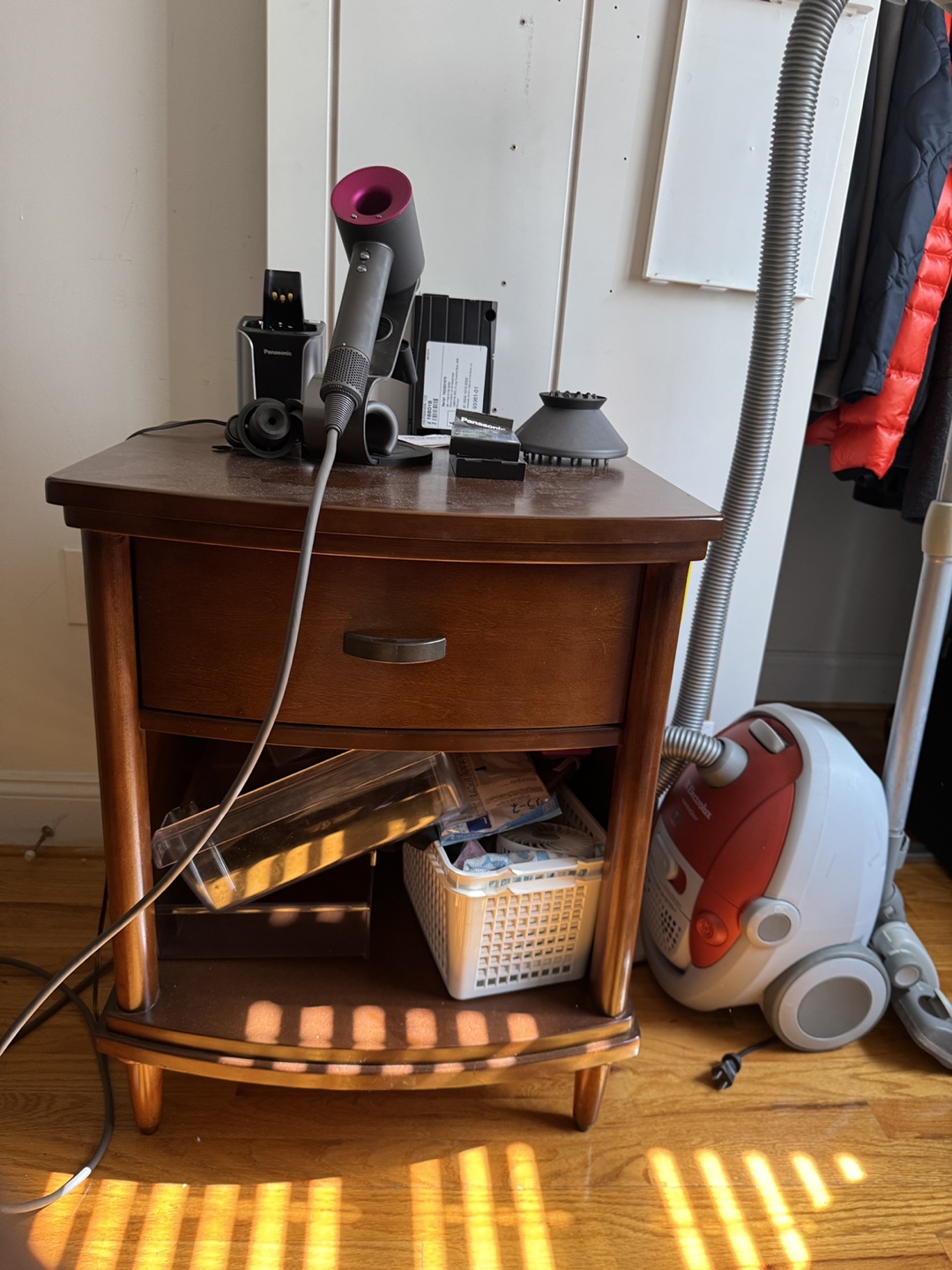 Dark Wood Nightstand with Drawer