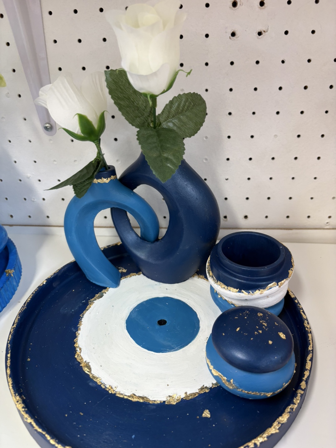 Handmade Evil Eye Decorative Tray Set with Mini Vases & Incense - photo 4