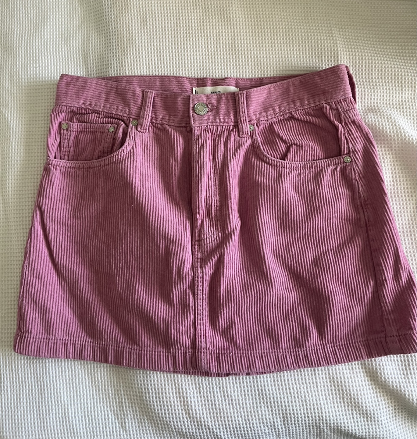 Pink Corduroy Mini Skirt