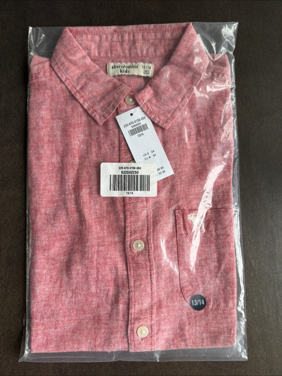 Abercrombie Boys' Size 13/14 Red Linen Button-Down Shirt