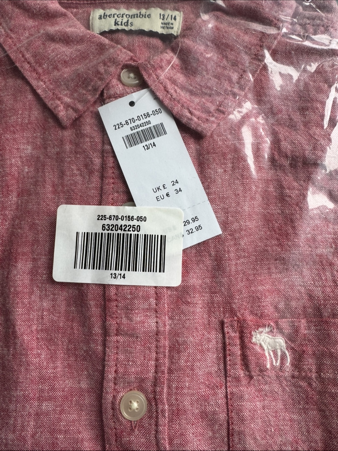 Abercrombie Boys' Size 13/14 Red Linen Button-Down Shirt - photo 2