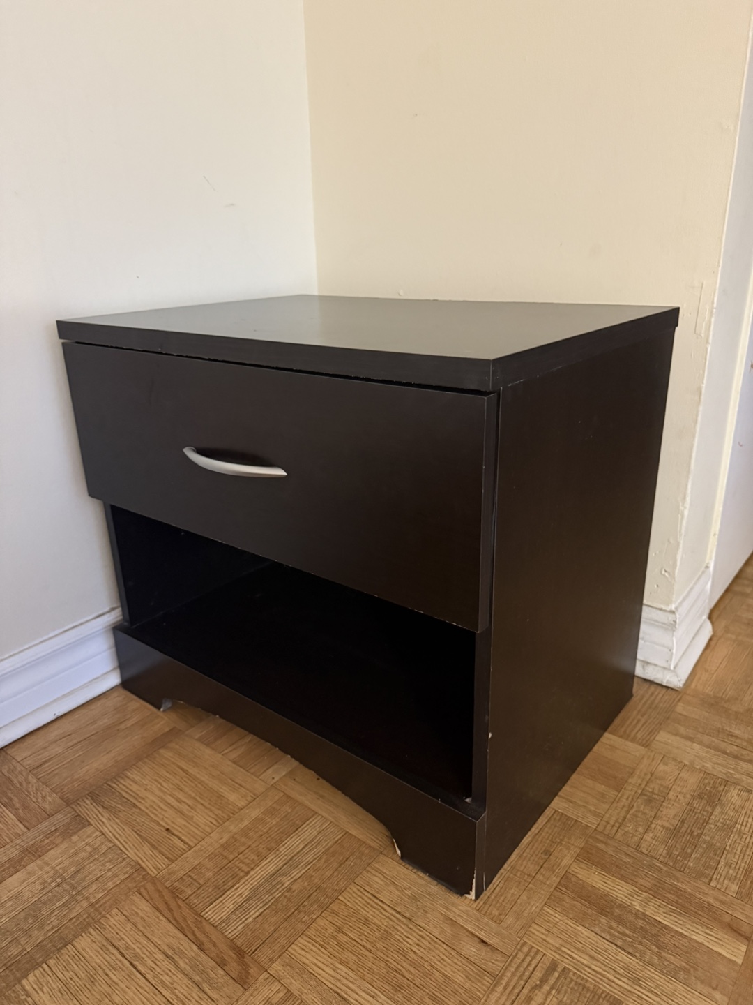 Dark brown nightstand with one drawer - photo 3