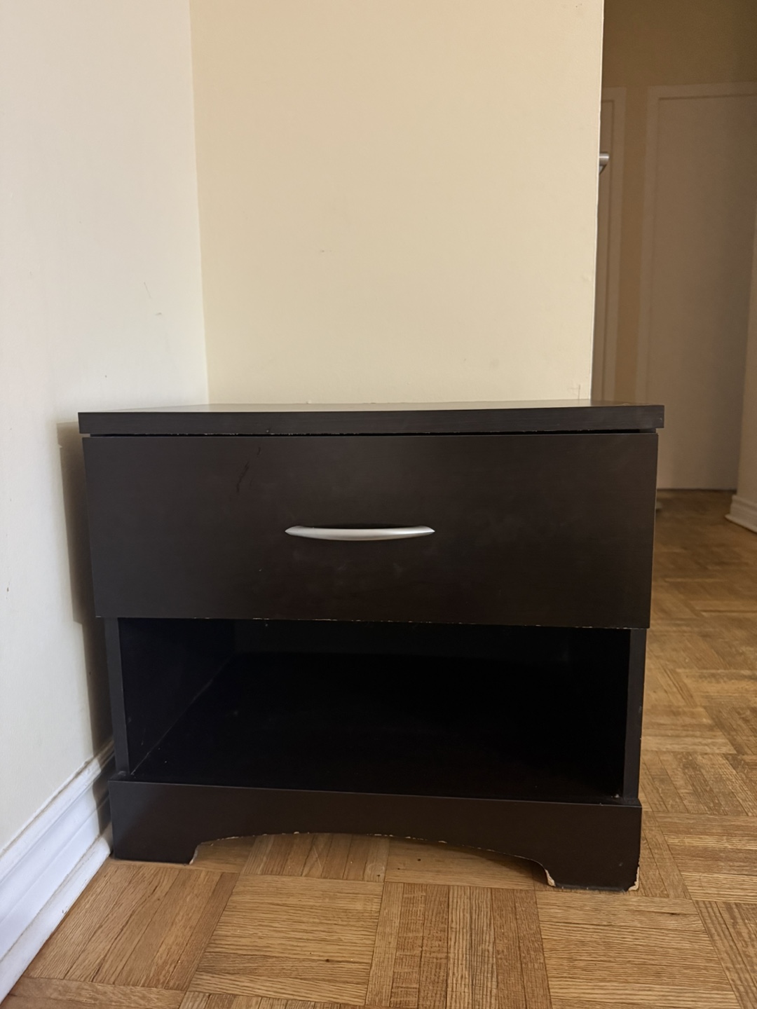 Dark brown nightstand with one drawer - photo 4