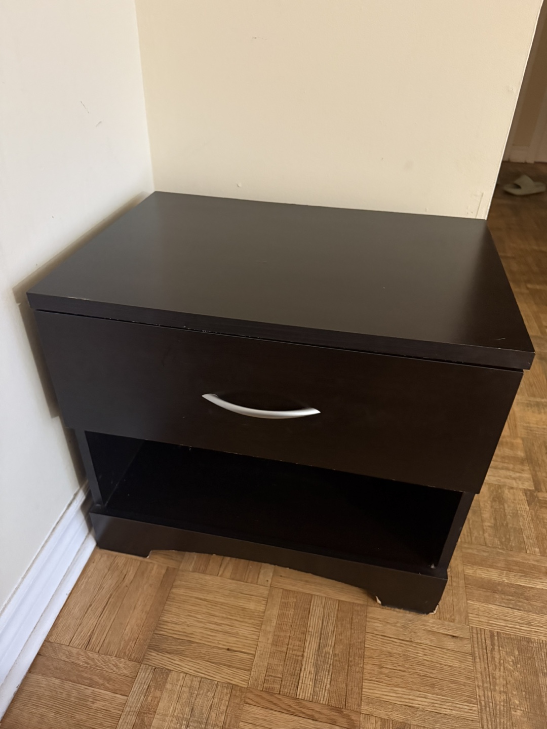 Dark brown nightstand with one drawer - photo 2