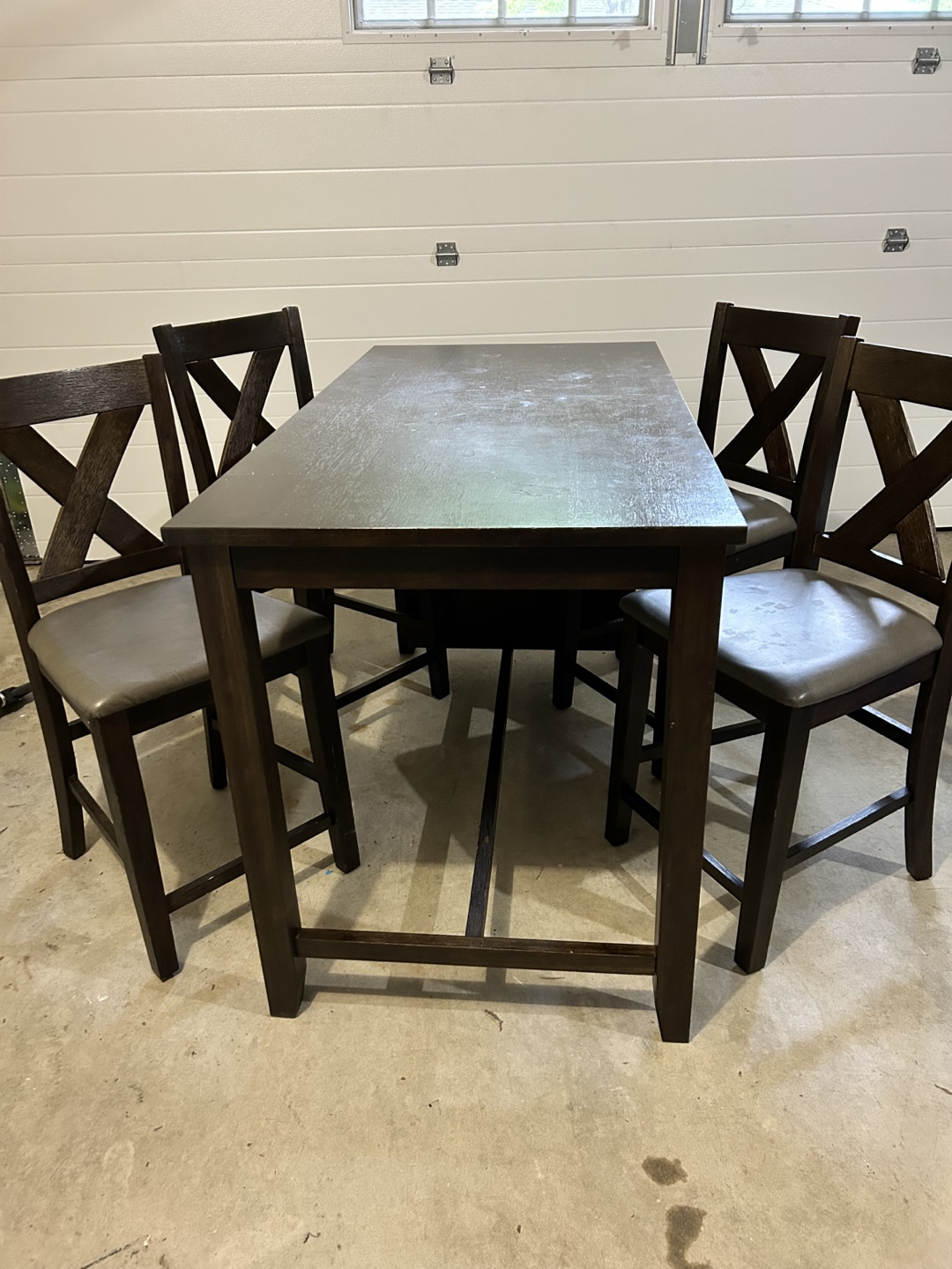 5-Piece Dark Brown Kitchen Table Set with Storage