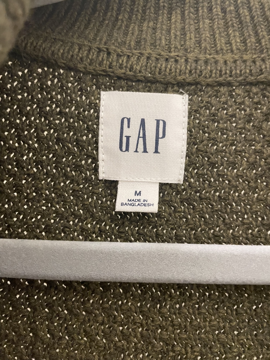GAP Men's Olive Green Cable Knit Cardigan Sweater Size M - photo 2