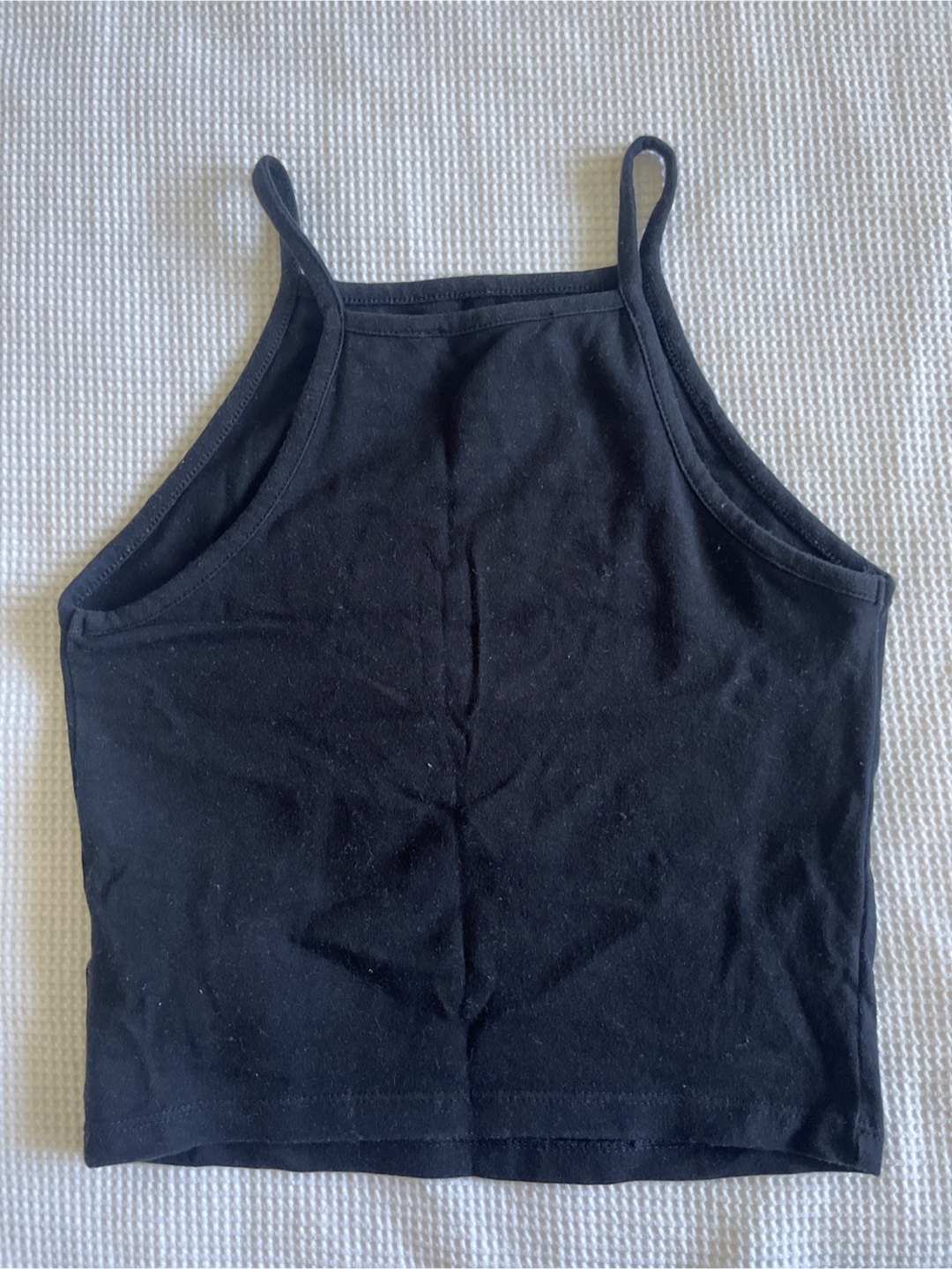 Black crop top with graphic print - photo 2