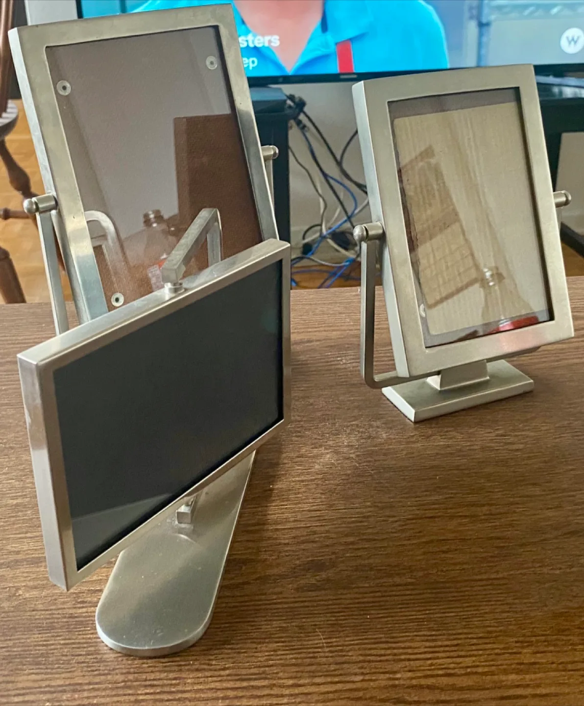 Set of Three Pottery Barn Pewter Picture Frames thumbnail