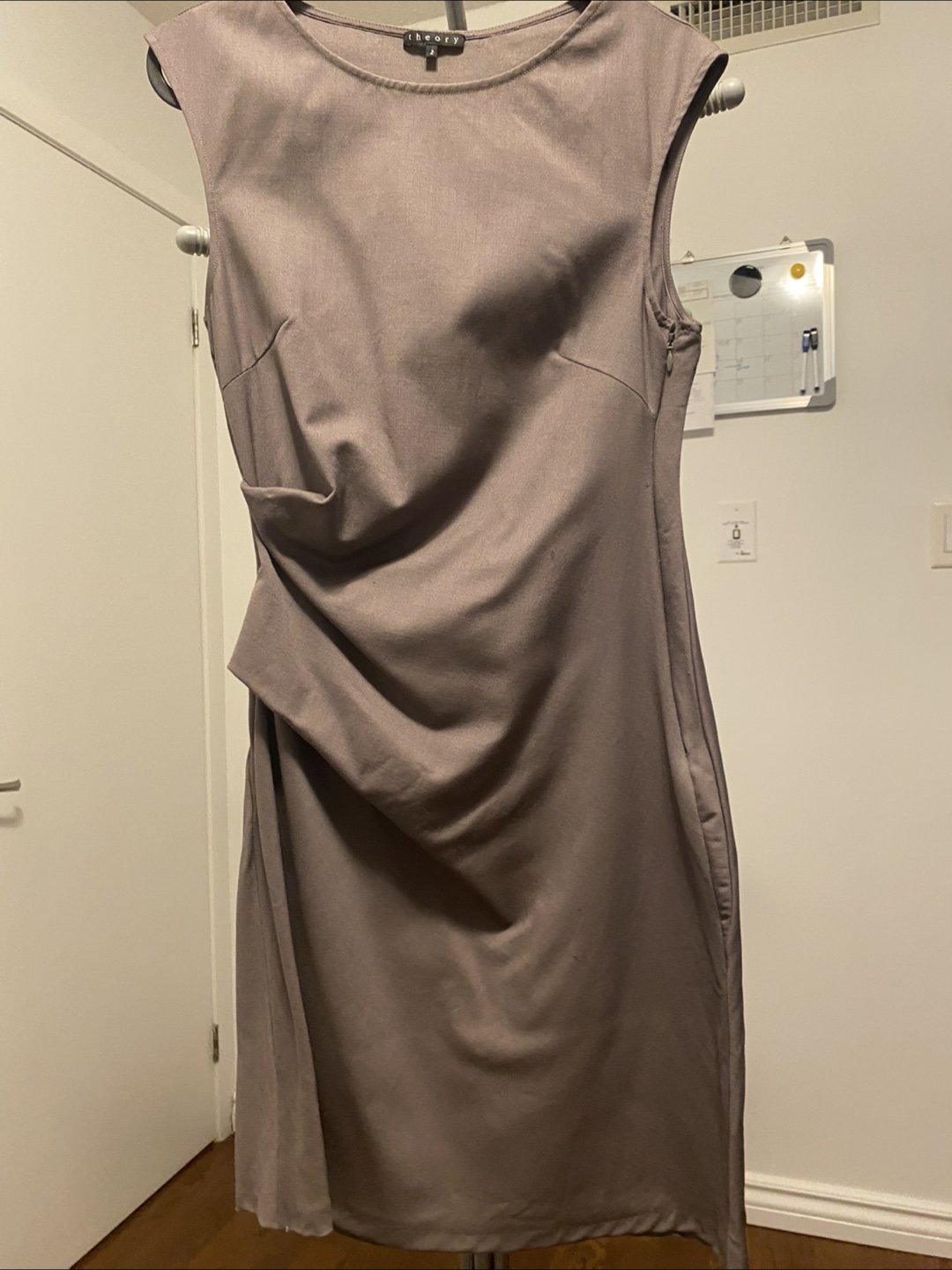 [Theory] Taupe Draped Sleeveless Dress (Size 2) - Pick Up Only