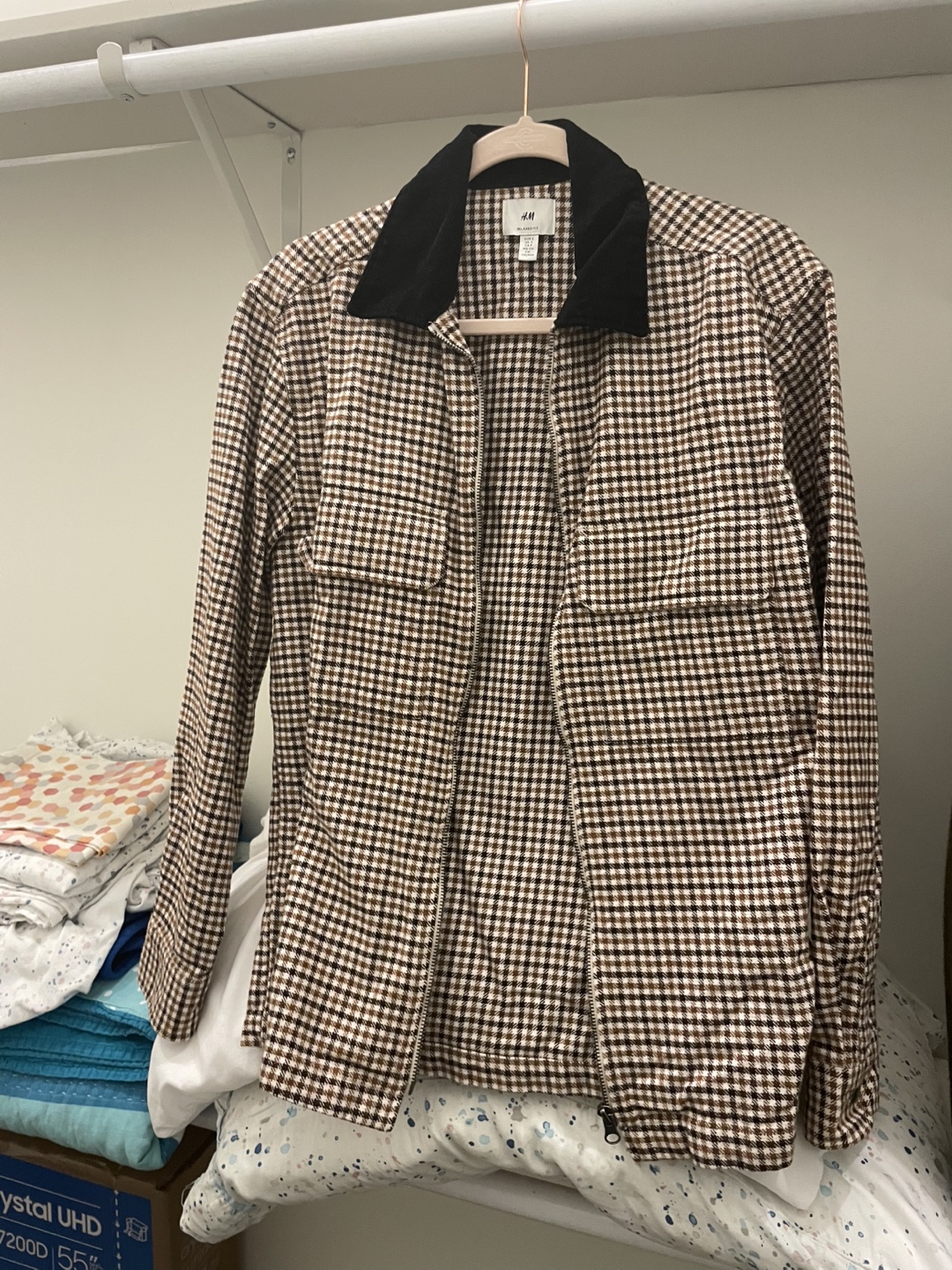 H&M Relaxed Fit Gingham Jacket Size Small